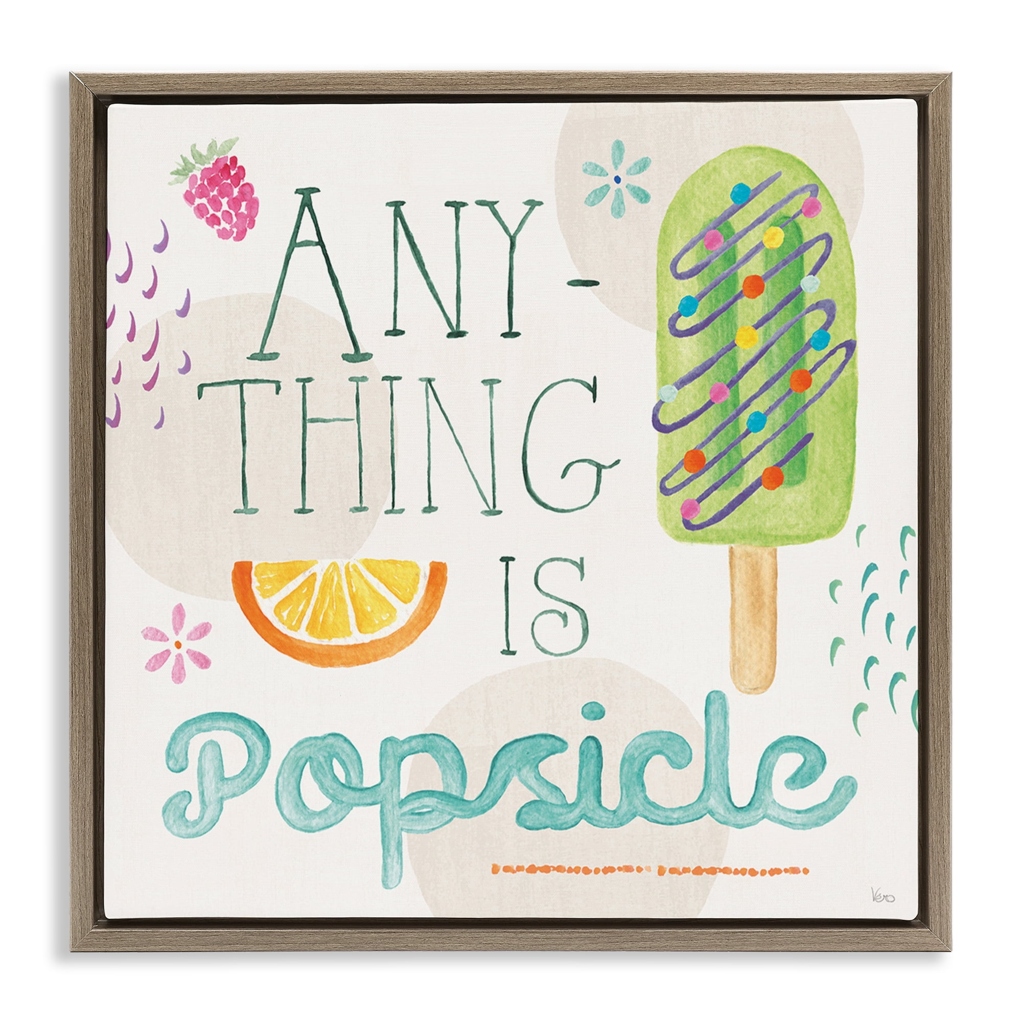 Stupell Industries Anything Is Popsicle Food & Beverage Painting Brown Floater Framed Canvas Art Print Wall Art, 25 x 25