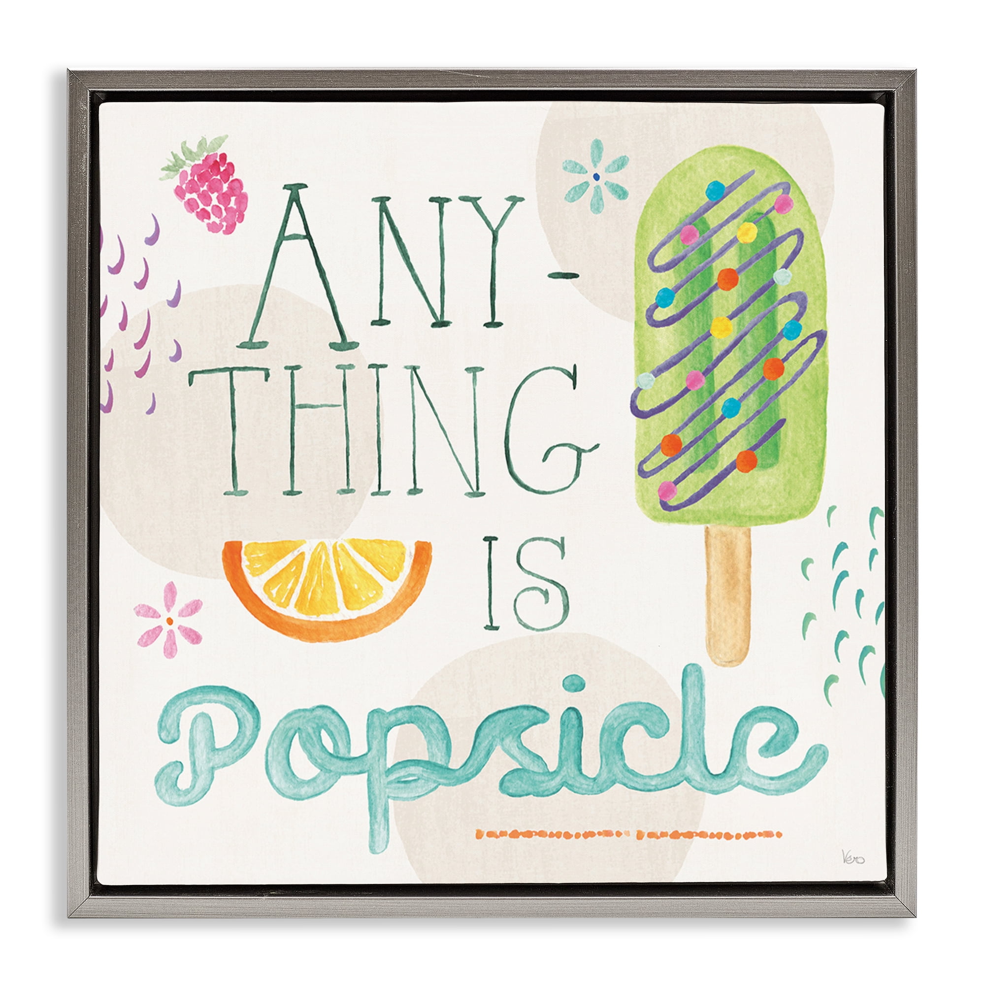 Stupell Industries Anything Is Popsicle Food & Beverage Painting Gray Floater Framed Canvas Art Print Wall Art, 25 x 25