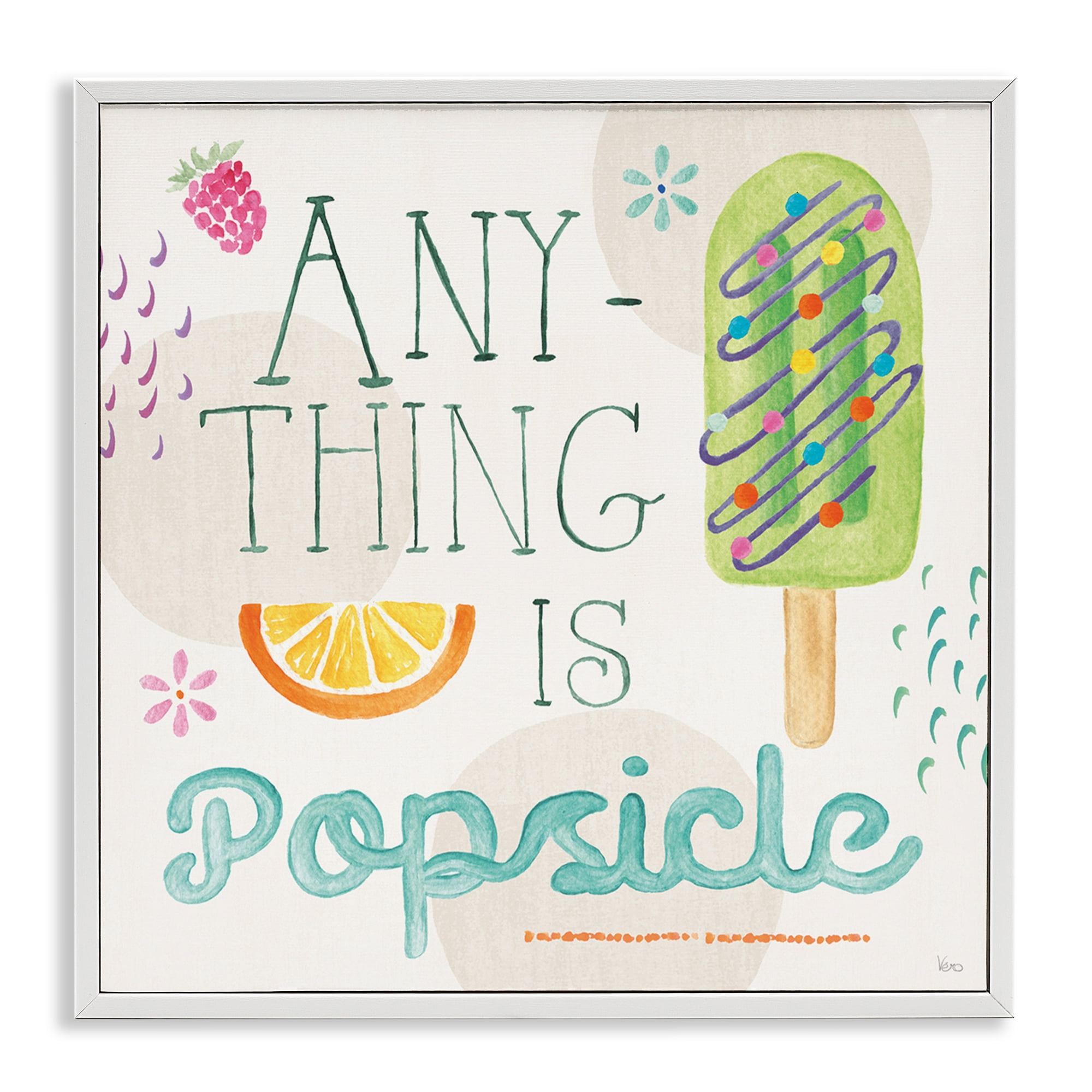 Stupell Industries Anything Is Popsicle Food & Beverage Painting White Framed Art Print Wall Art, 12 x 12