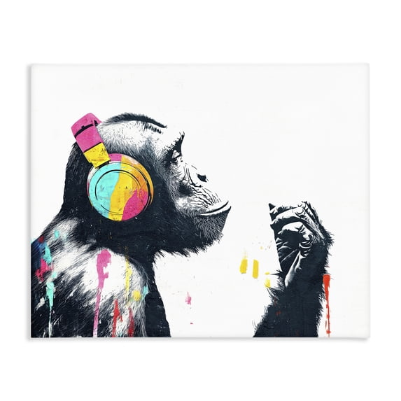 Stupell Industries Modern Ape On Air Headphones Canvas Art, 30 x 24, by Svetlana Aleynikova