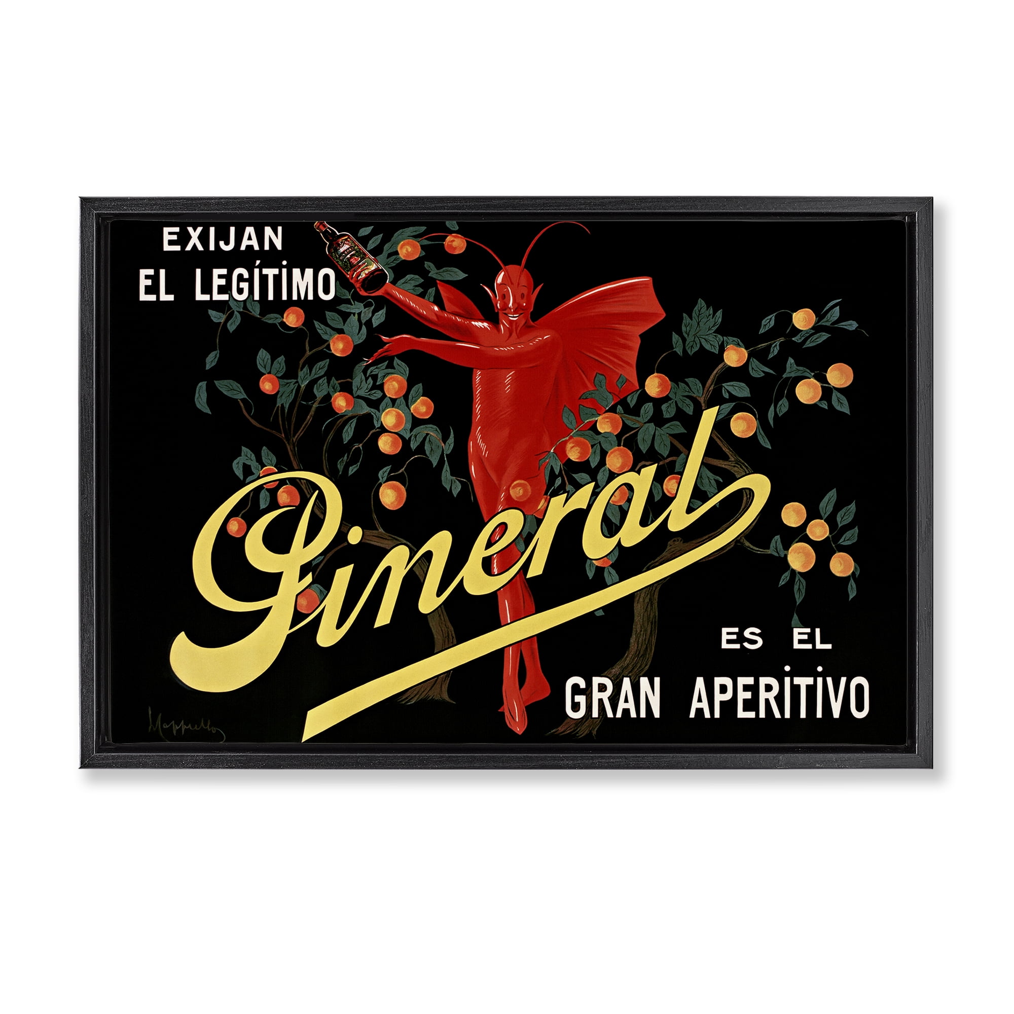 Stupell Industries Aperitif Poster with Character Black Framed Floater Canvas Wall Art, design by Leonetto Cappiello