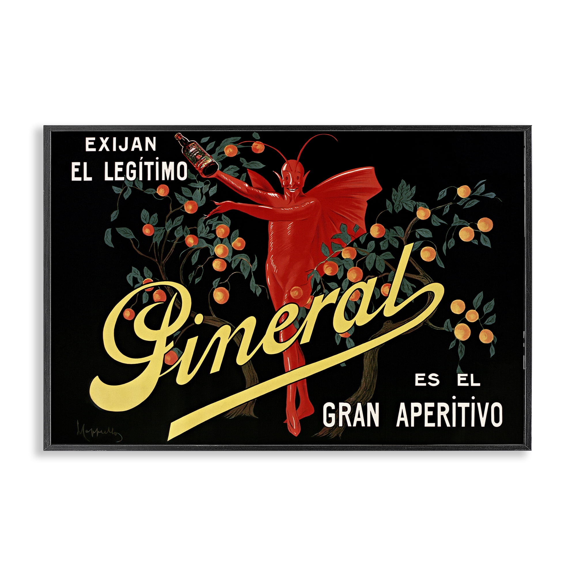 Stupell Industries Aperitif Poster with Character Black Framed Giclee Art, design by Leonetto Cappiello