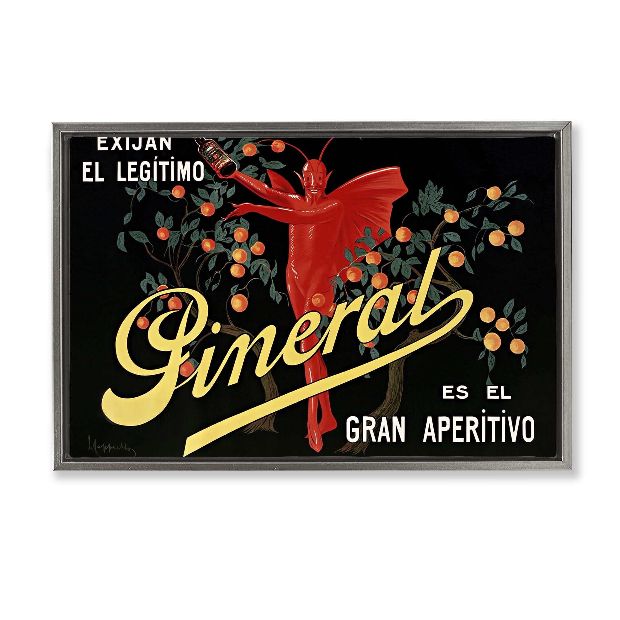 Stupell Industries Aperitif Poster with Character Gray Framed Floater Canvas Wall Art, design by Leonetto Cappiello