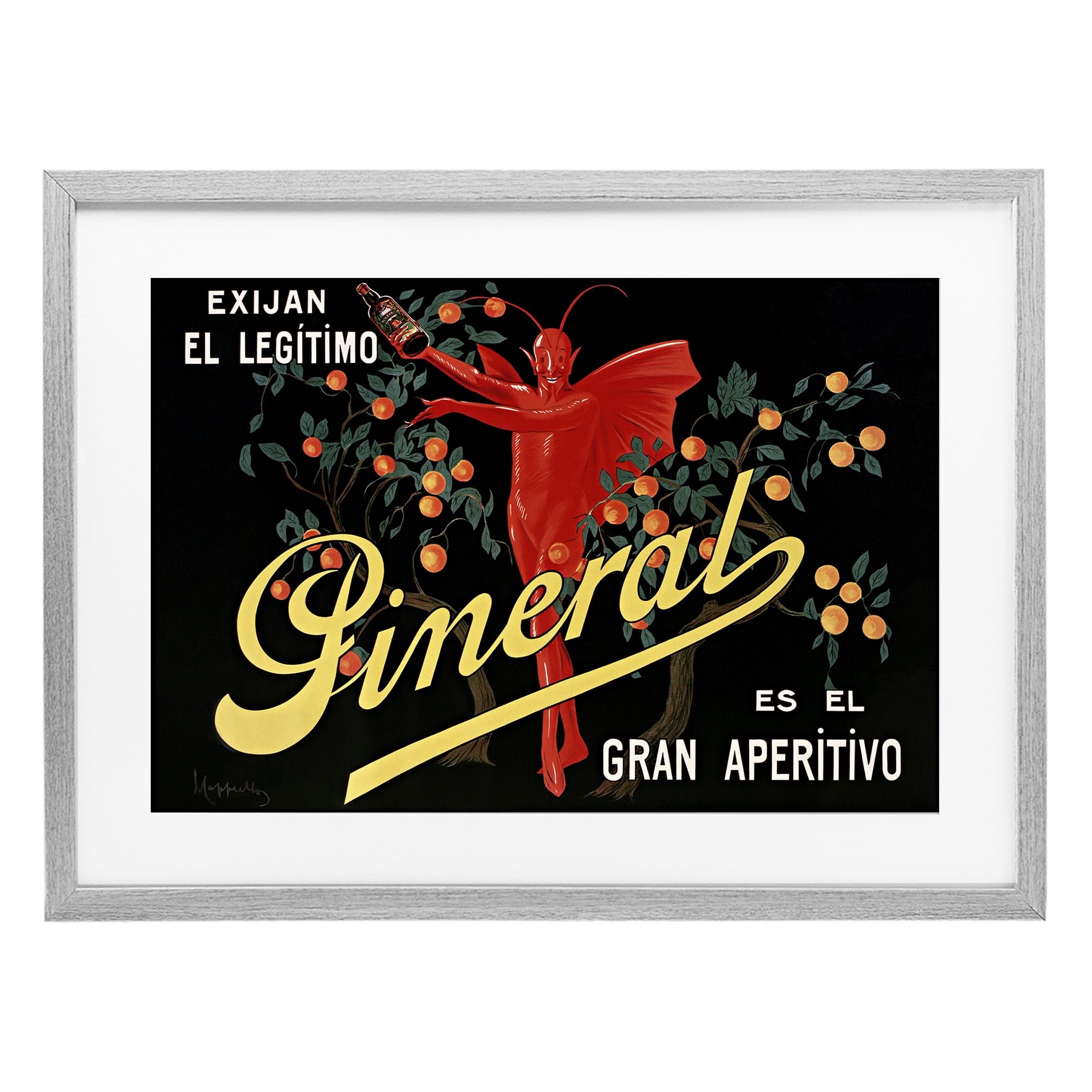 Stupell Industries Aperitif Poster with Character Gray Framed Print Under Glass, design by Leonetto Cappiello