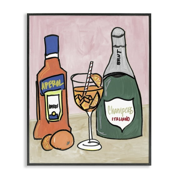 Stupell Industries Aperol And Champagne Black Framed Giclee Art design by NOLA JAMES, 20 x 16