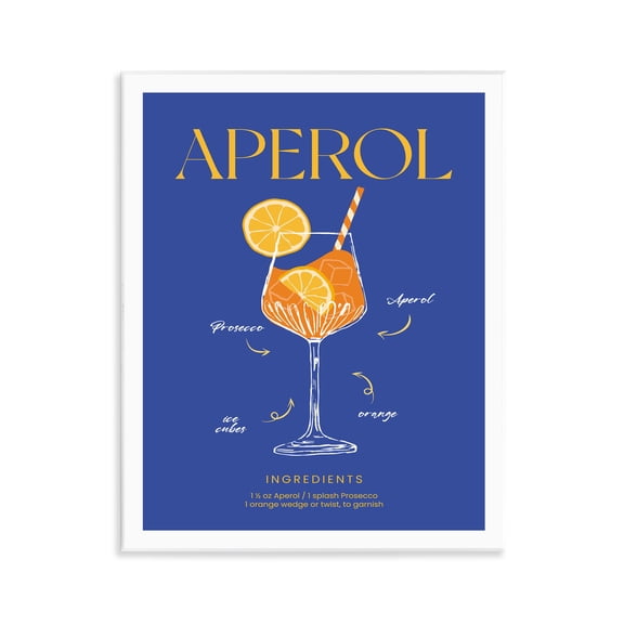Stupell Industries Aperol Cocktail Recipe Food & Beverage Painting Unframed Art Print Wall Art, 11 x 14