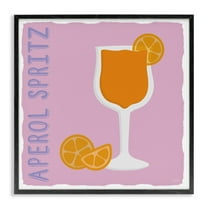 Stupell Industries Aperol Spritz Cocktail Food & Beverage Painting Black Framed Art Print Wall Art, 12 x 12