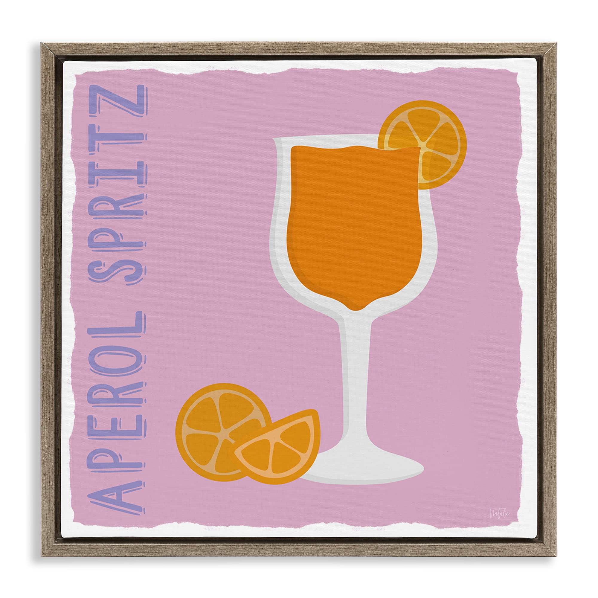 Stupell Industries Aperol Spritz Cocktail Food & Beverage Painting Brown Floater Framed Canvas Art Print Wall Art, 25 x 25