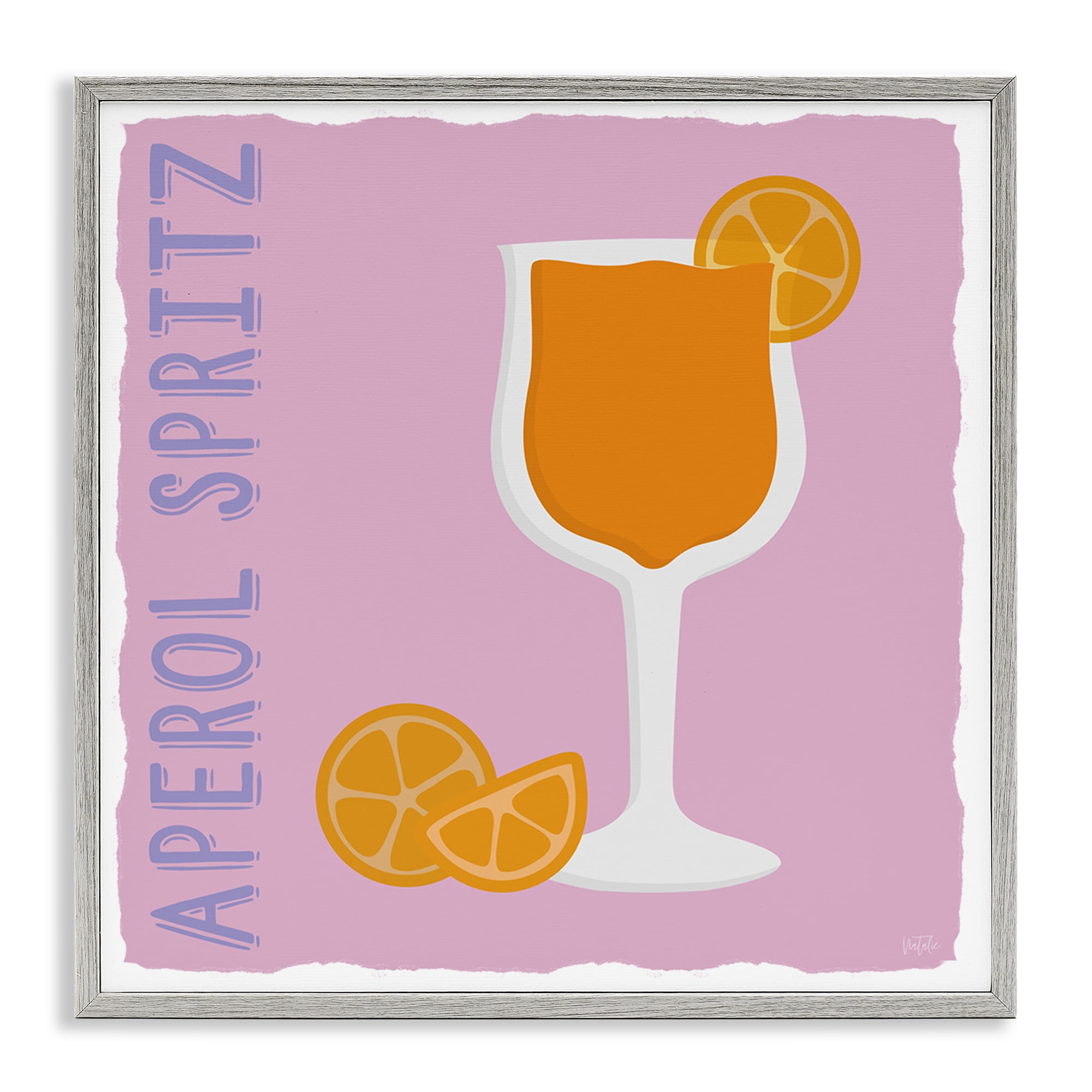 Stupell Industries Aperol Spritz Cocktail Food & Beverage Painting Gray Framed Art Print Wall Art, 12 x 12