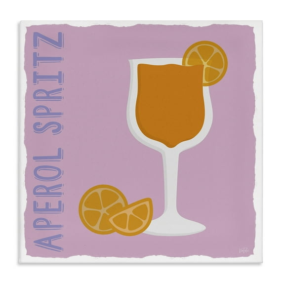 Stupell Industries Aperol Spritz Cocktail Food & Beverage Painting Wrapped Canvas Art Print Wall Art, 17 x 17