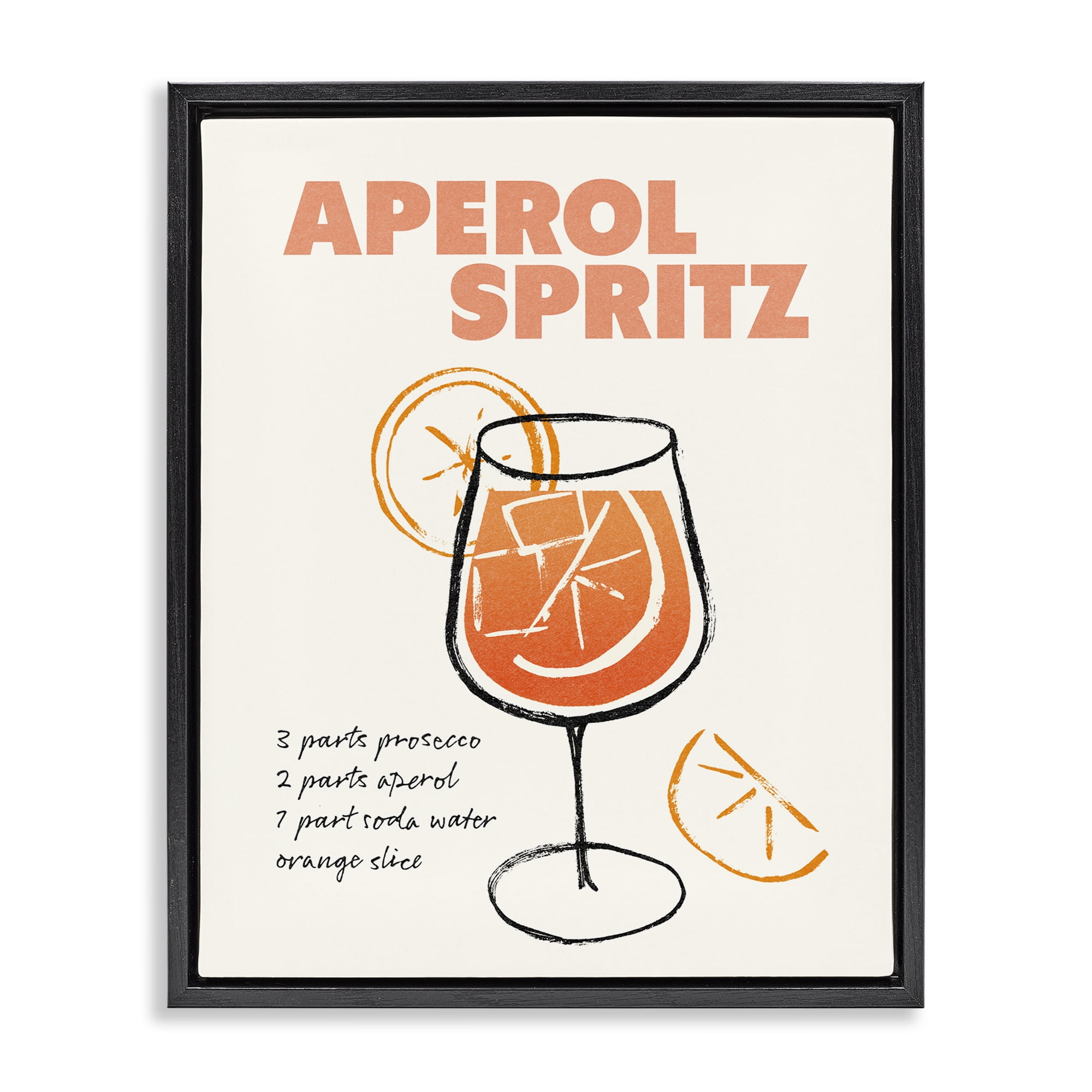Stupell Industries Aperol Spritz Recipe Food & Beverage Painting Black Floater Framed Art Print Wall Art, 17 x 21