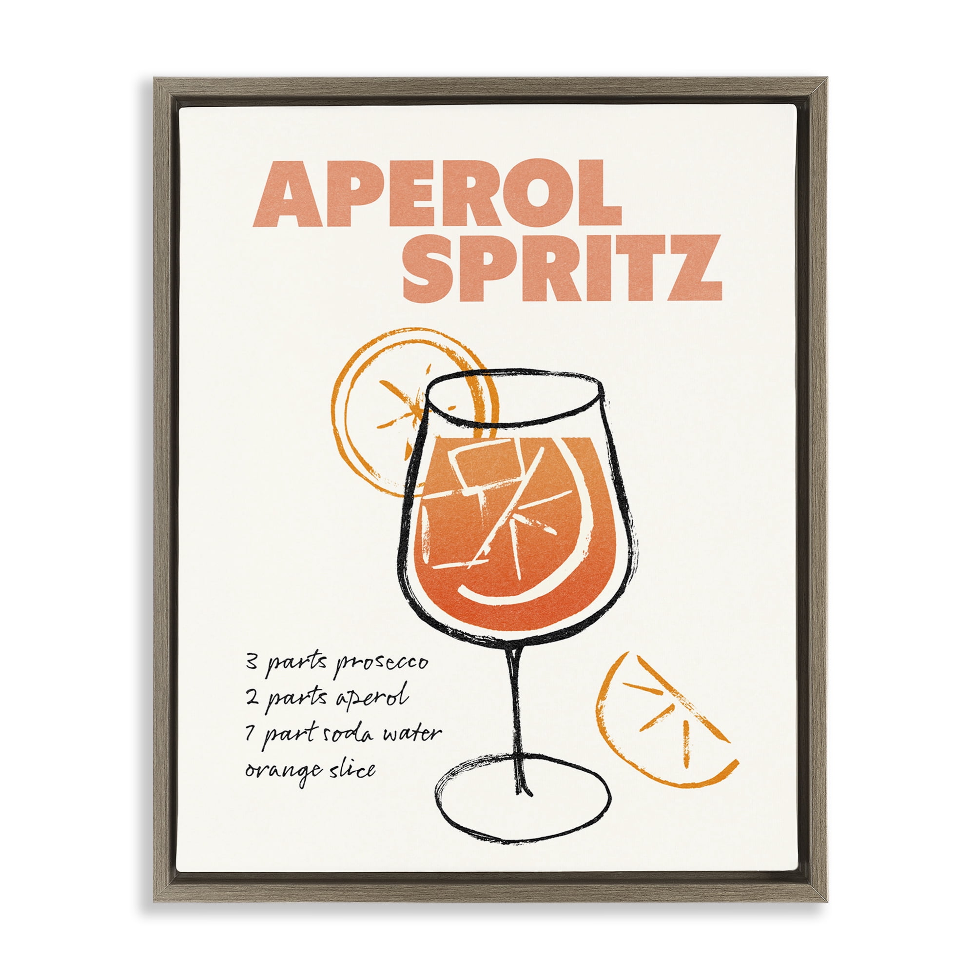 Stupell Industries Aperol Spritz Recipe Food & Beverage Painting Brown Floater Framed Art Print Wall Art, 25 x 31