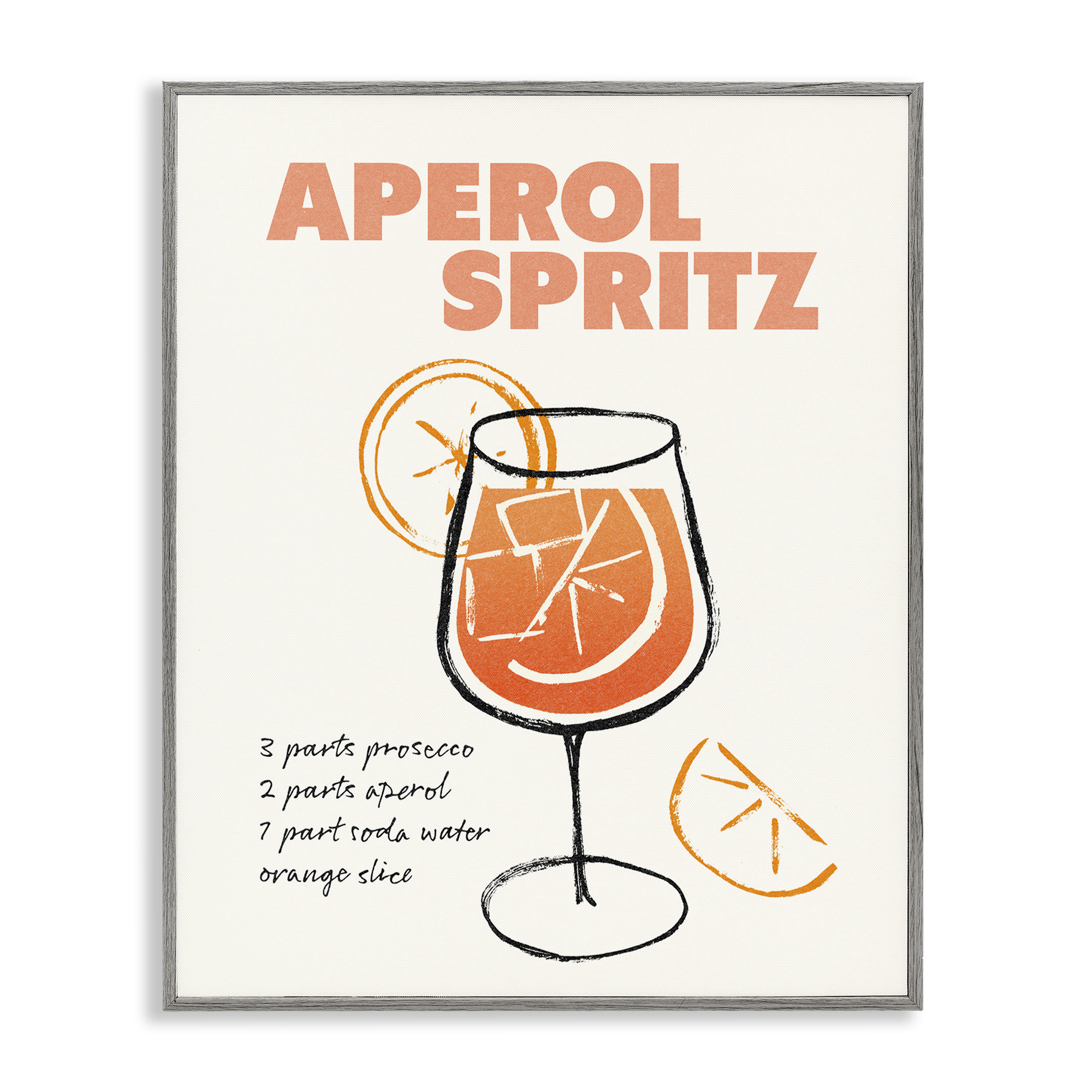 Stupell Industries Aperol Spritz Recipe Food & Beverage Painting Gray Framed Art Print Wall Art, 11 x 14