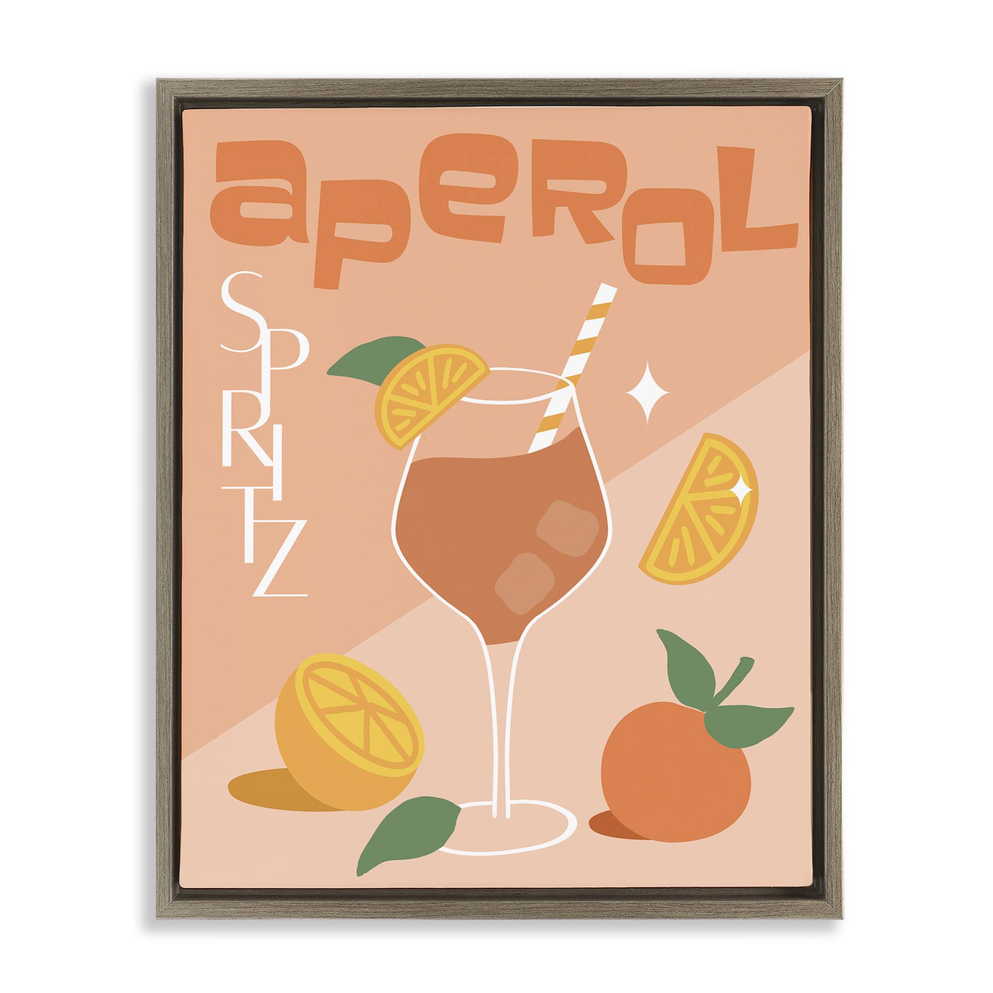 Stupell Industries Aperol Spritz Typography Food & Beverage Painting Brown Floater Framed Canvas Art Print Wall Art, 25 x 31