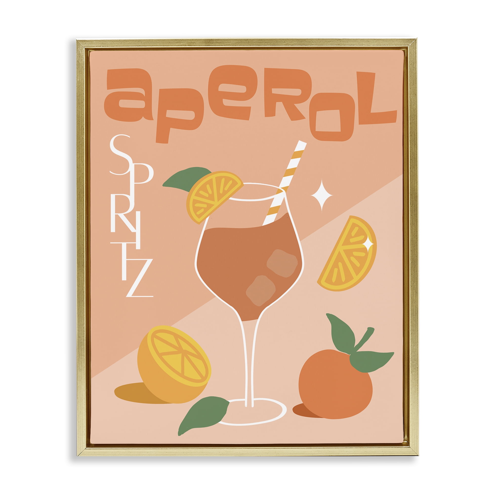 Stupell Industries Aperol Spritz Typography Food & Beverage Painting Gold Floater Framed Canvas Art Print Wall Art, 25 x 31