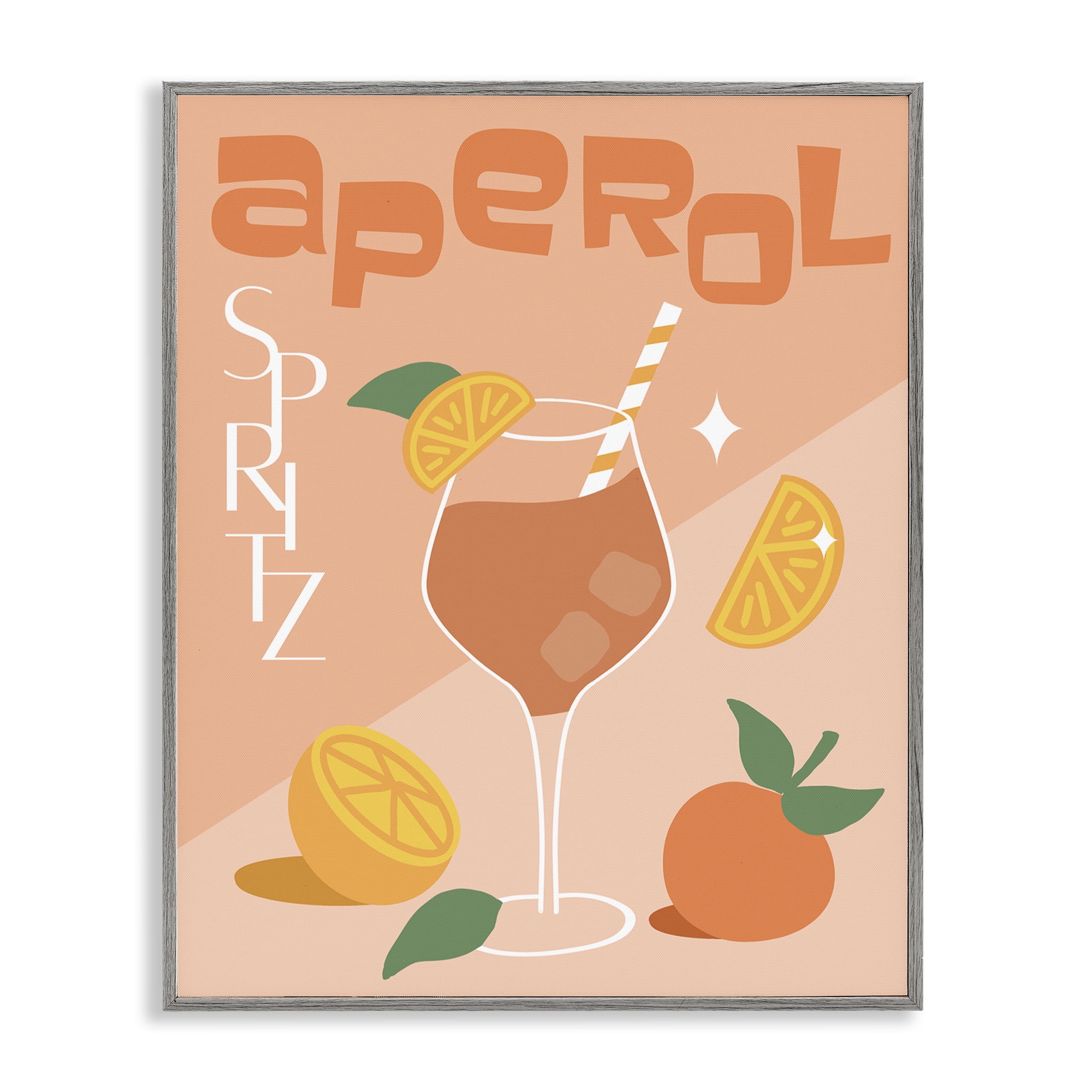 Stupell Industries Aperol Spritz Typography Food & Beverage Painting Gray Framed Art Print Wall Art, 11 x 14