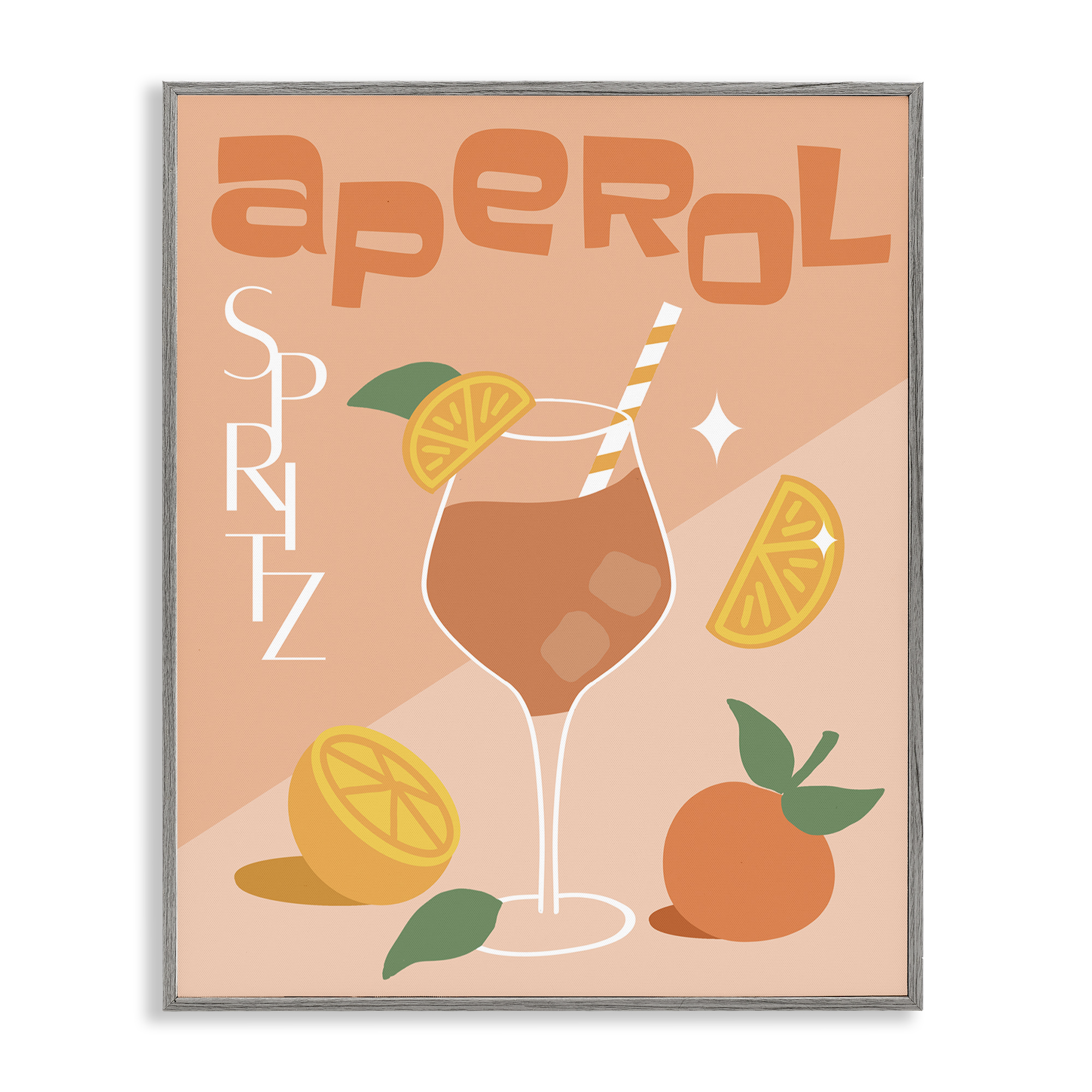 Stupell Industries Aperol Spritz Typography Food & Beverage Painting Gray Framed Art Print Wall Art, 24 x 30