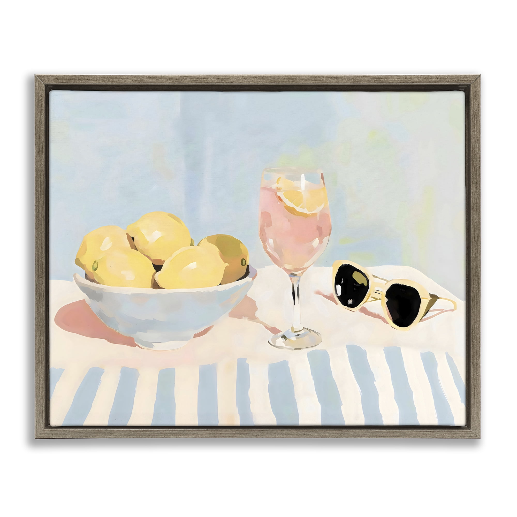 Stupell Industries Aperol & Summer Lemons Brown Framed Floater Canvas Wall Art, design by Sisi and Seb