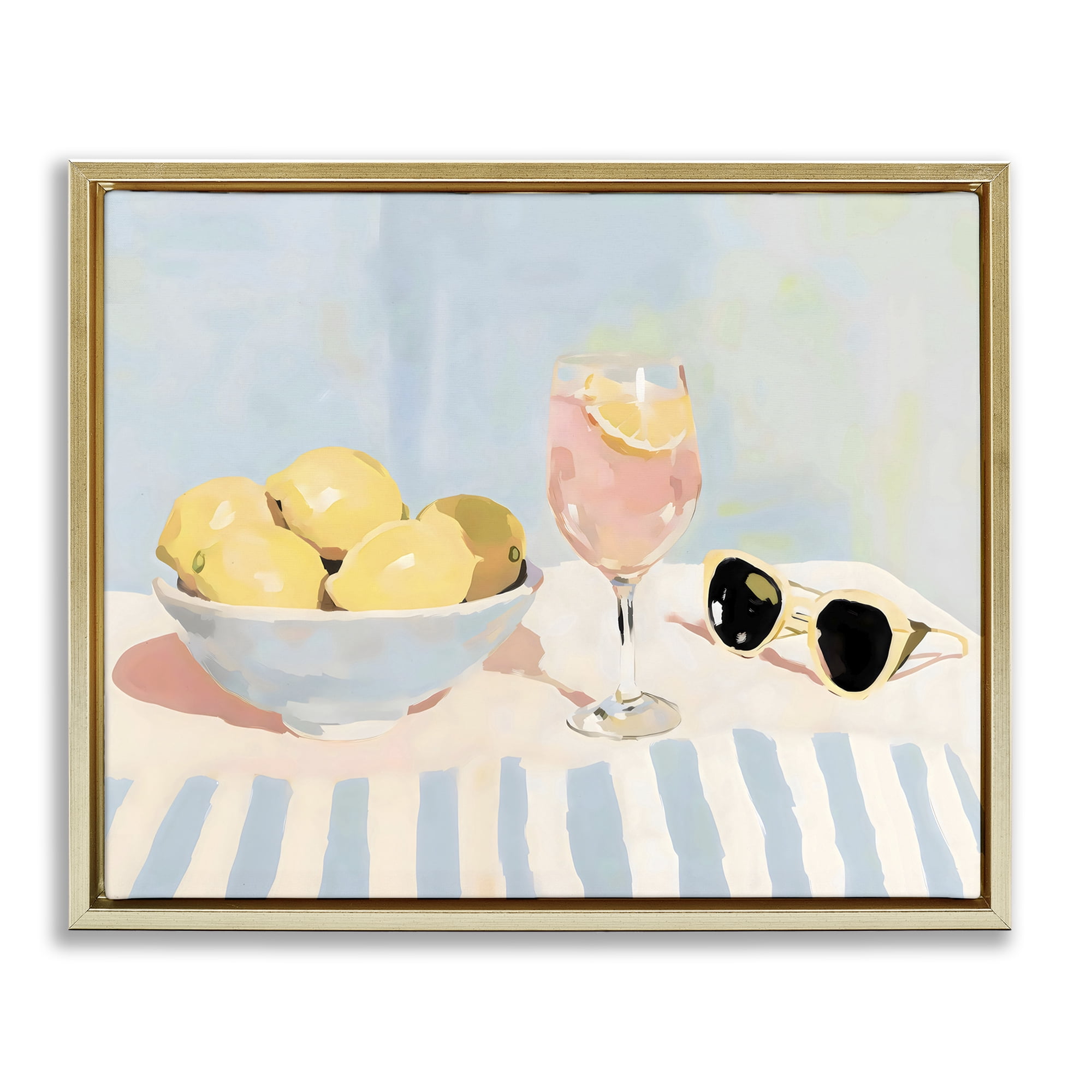 Stupell Industries Aperol & Summer Lemons Gold Framed Floater Canvas Wall Art, design by Sisi and Seb