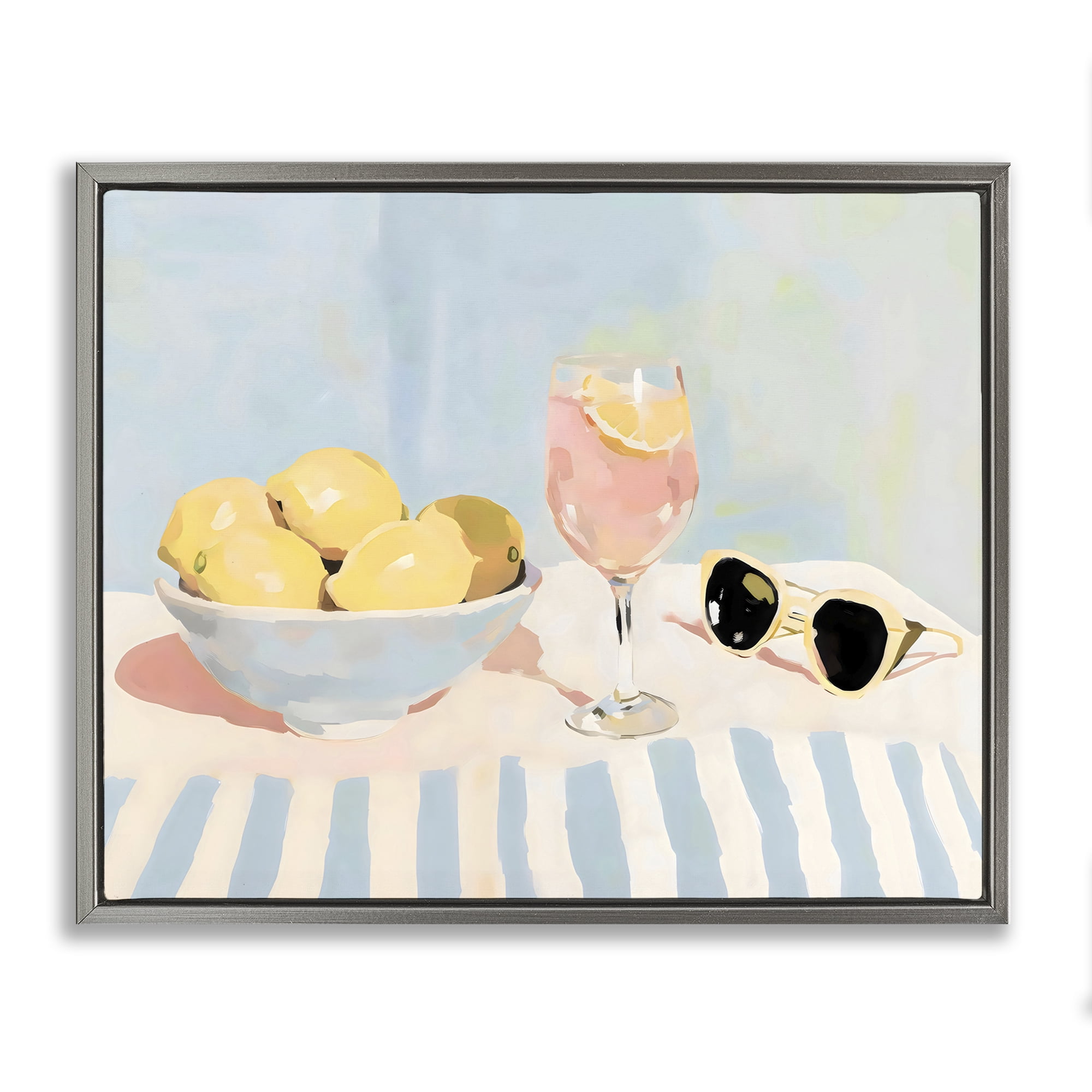Stupell Industries Aperol & Summer Lemons Gray Framed Floater Canvas Wall Art, design by Sisi and Seb