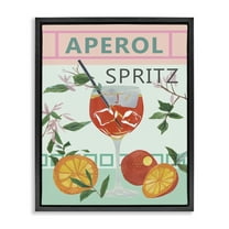 Stupell Industries Aperol Tropical Cocktail Food & Beverage Painting Black Floater Framed Canvas Art Print Wall Art, 17 x 21