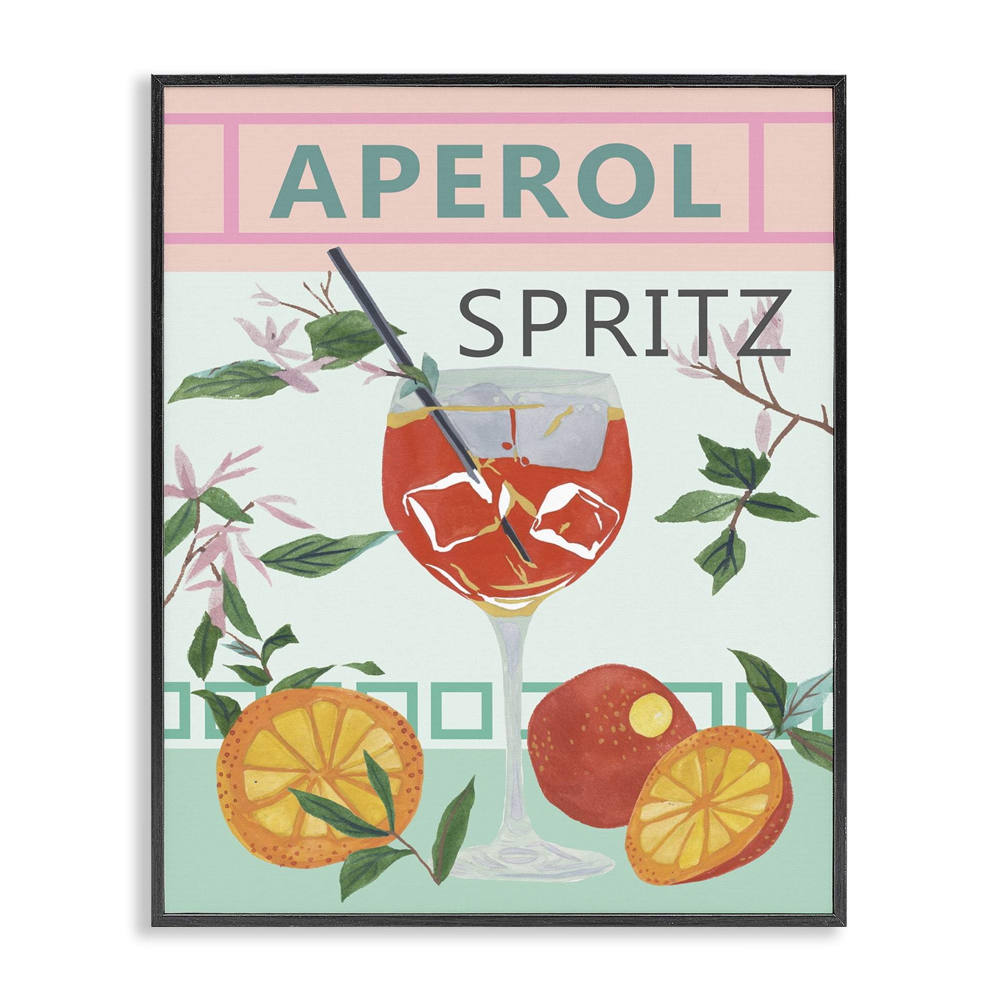 Stupell Industries Aperol Tropical Cocktail Food & Beverage Painting Black Framed Art Print Wall Art, 24 x 30