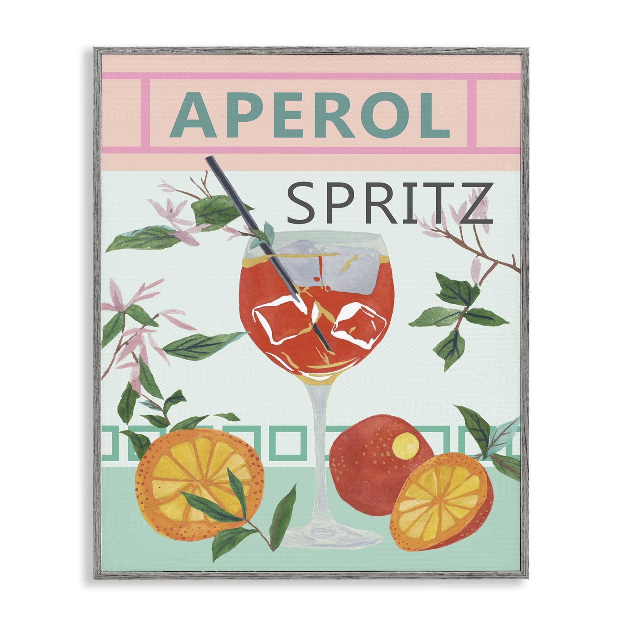 Stupell Industries Aperol Tropical Cocktail Food & Beverage Painting Gray Framed Art Print Wall Art, 11 x 14