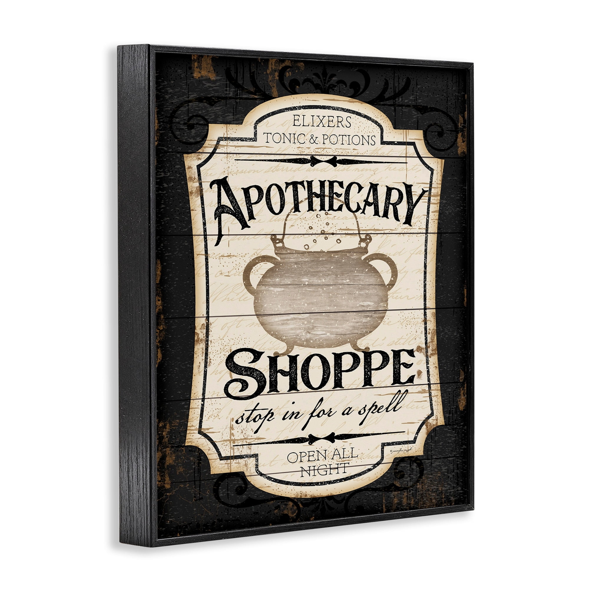 Stupell Industries Apothecary Shoppe Spooky Halloween Sign Witch Potion Cauldron, 24 x 30, Design by Jennifer Pugh