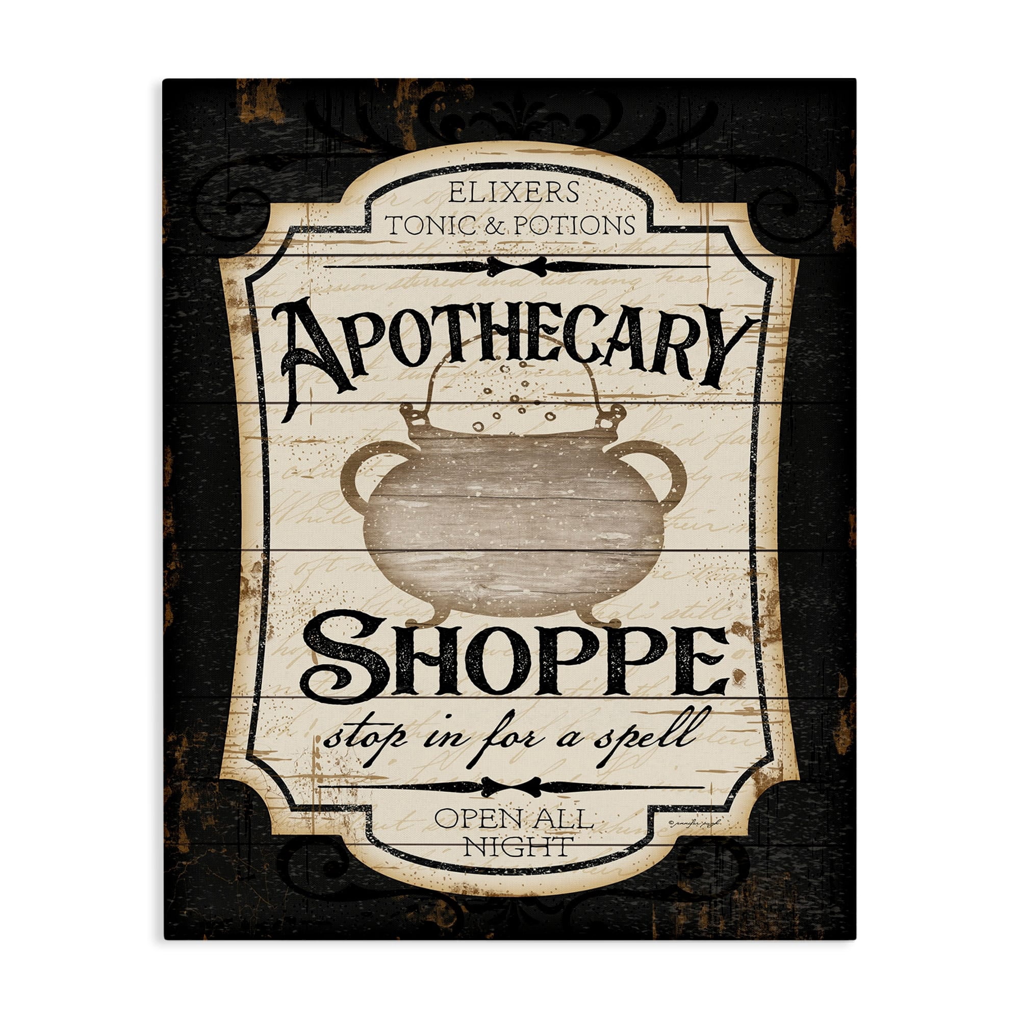 Stupell Industries Apothecary Shoppe Spooky Halloween Sign Witch Potion Cauldron, 30 x 40, Design by Jennifer Pugh