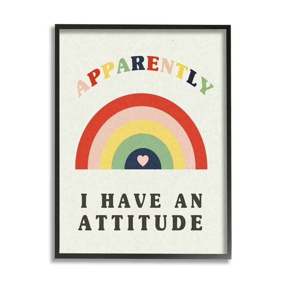 Stupell Industries Apparently I Have Attitude Sassy Rainbow Phrase Art for Kids Painting Black Framed Art Print Wall Art, 11 x 14