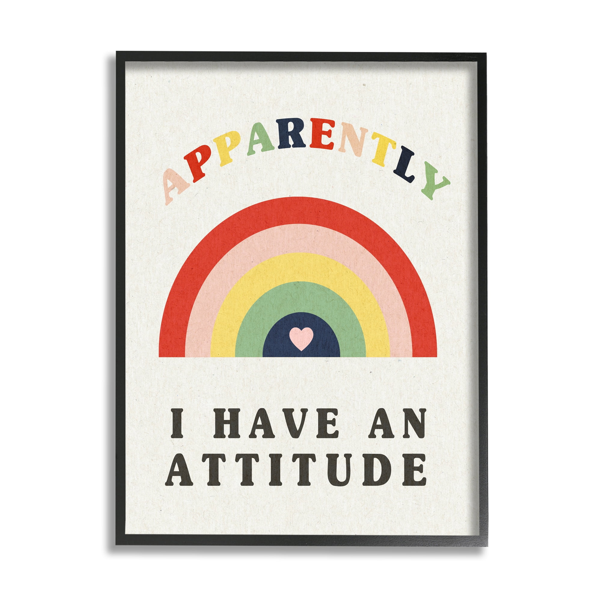 Stupell Industries Apparently I Have Attitude Sassy Rainbow Phrase Art for Kids Painting Black Framed Art Print Wall Art, 16 x 20