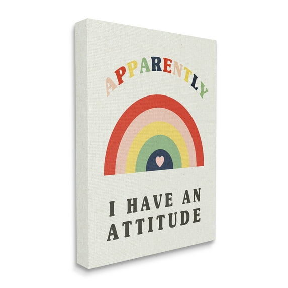Stupell Industries Apparently I Have Attitude Sassy Rainbow Phrase Art for Kids Painting Gallery Wrapped Canvas Print Wall Art, 16 x 20