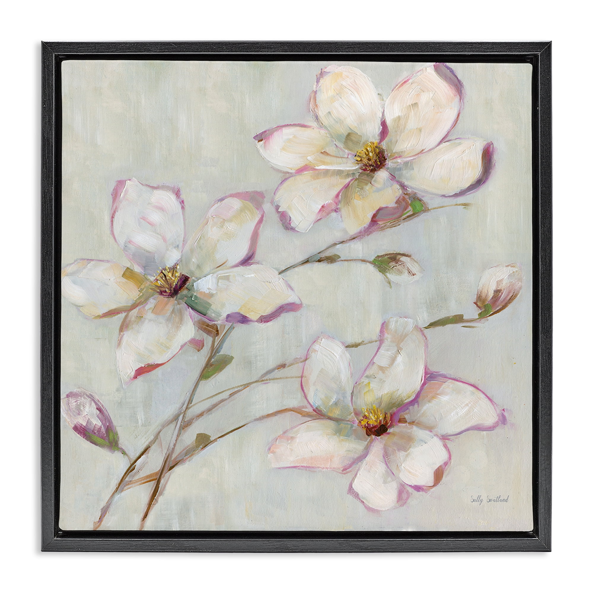 Stupell Industries Apple Blossom Botanicals Botanical & Floral Painting Black Floater Framed Art Print Wall Art, 18 x 18