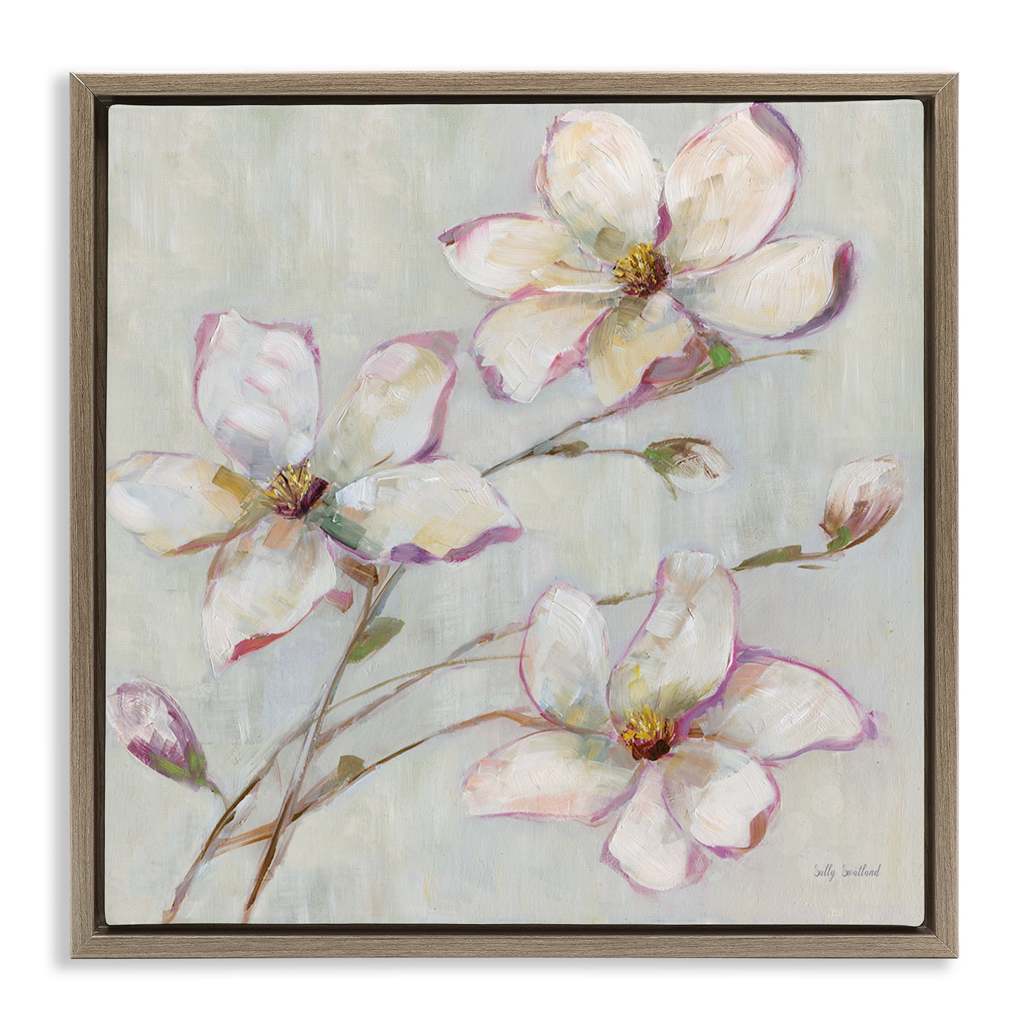 Stupell Industries Apple Blossom Botanicals Botanical & Floral Painting Brown Floater Framed Art Print Wall Art, 18 x 18