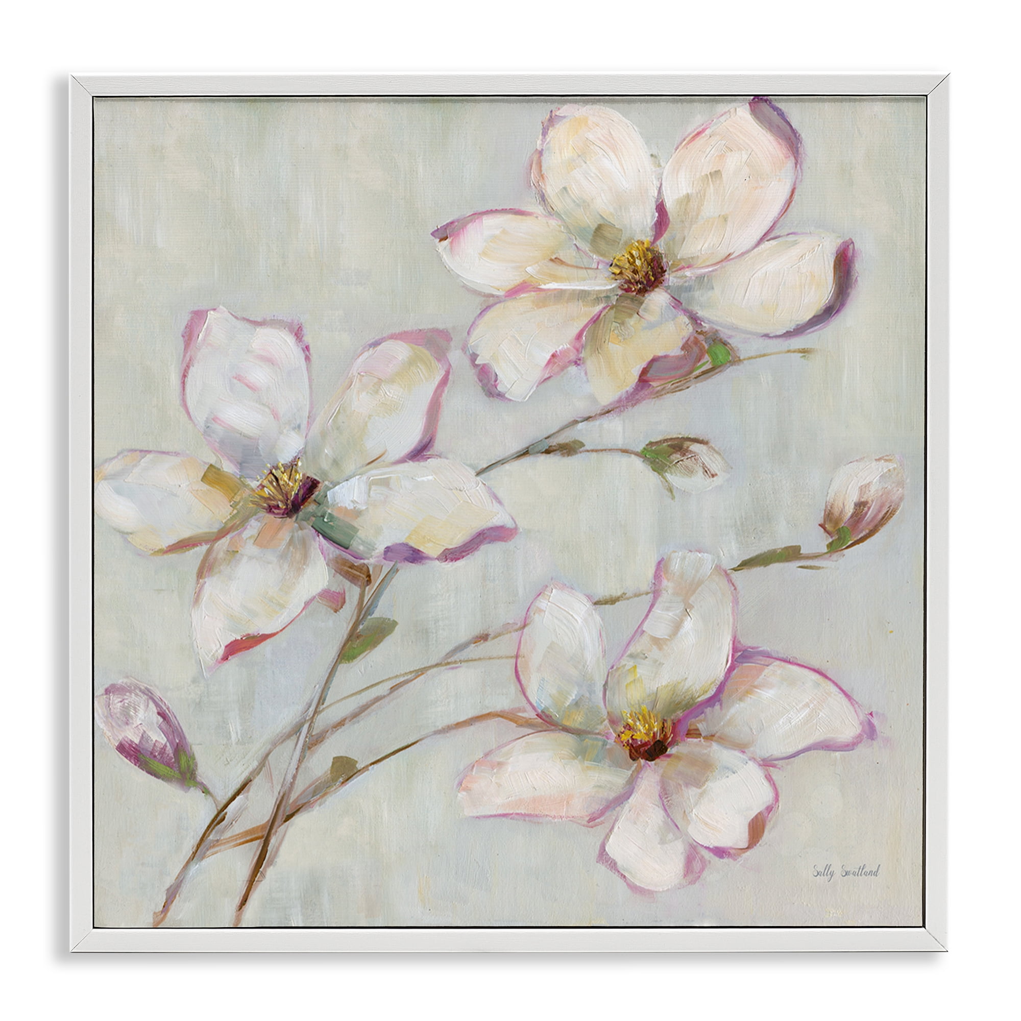 Stupell Industries Apple Blossom Botanicals Botanical & Floral Painting White Framed Art Print Wall Art, 12 x 12