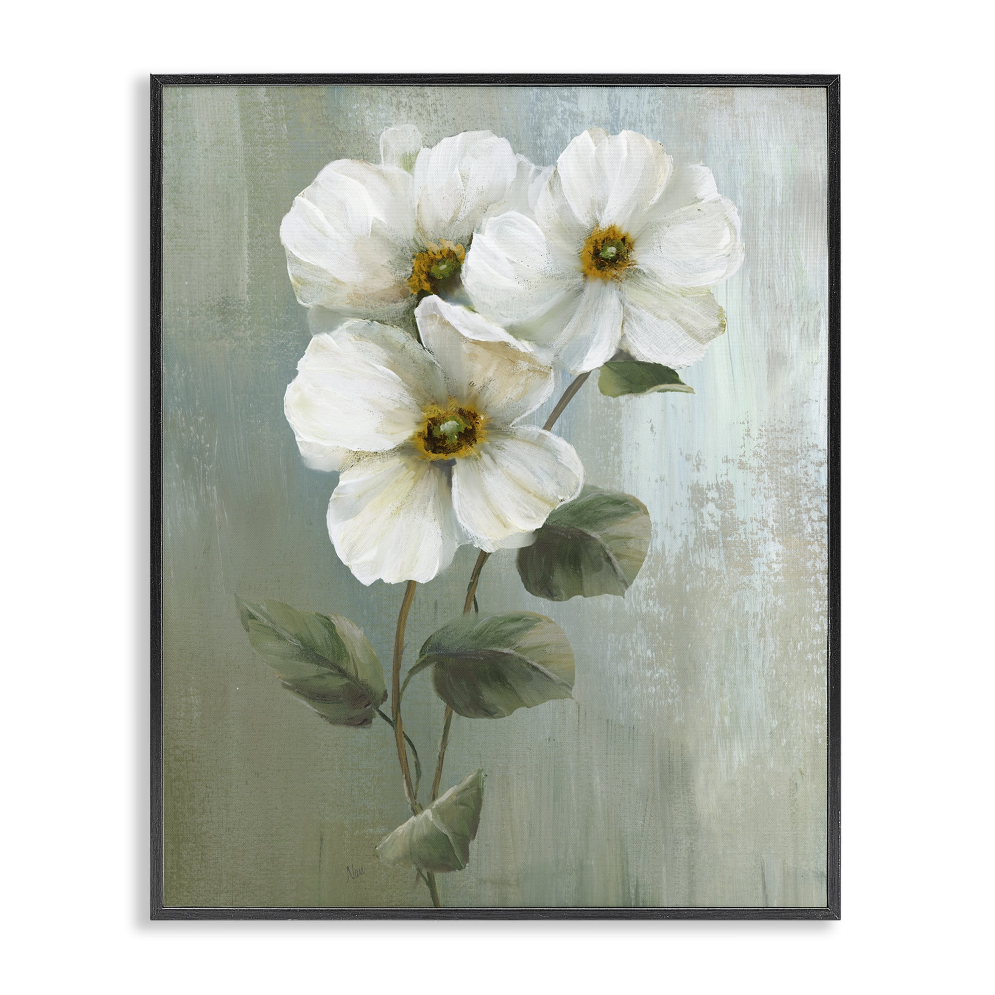 Stupell Industries Apple Blossom Sprigs Plants & Flowers Painting Black Framed Art Print Wall Art, 16 x 20