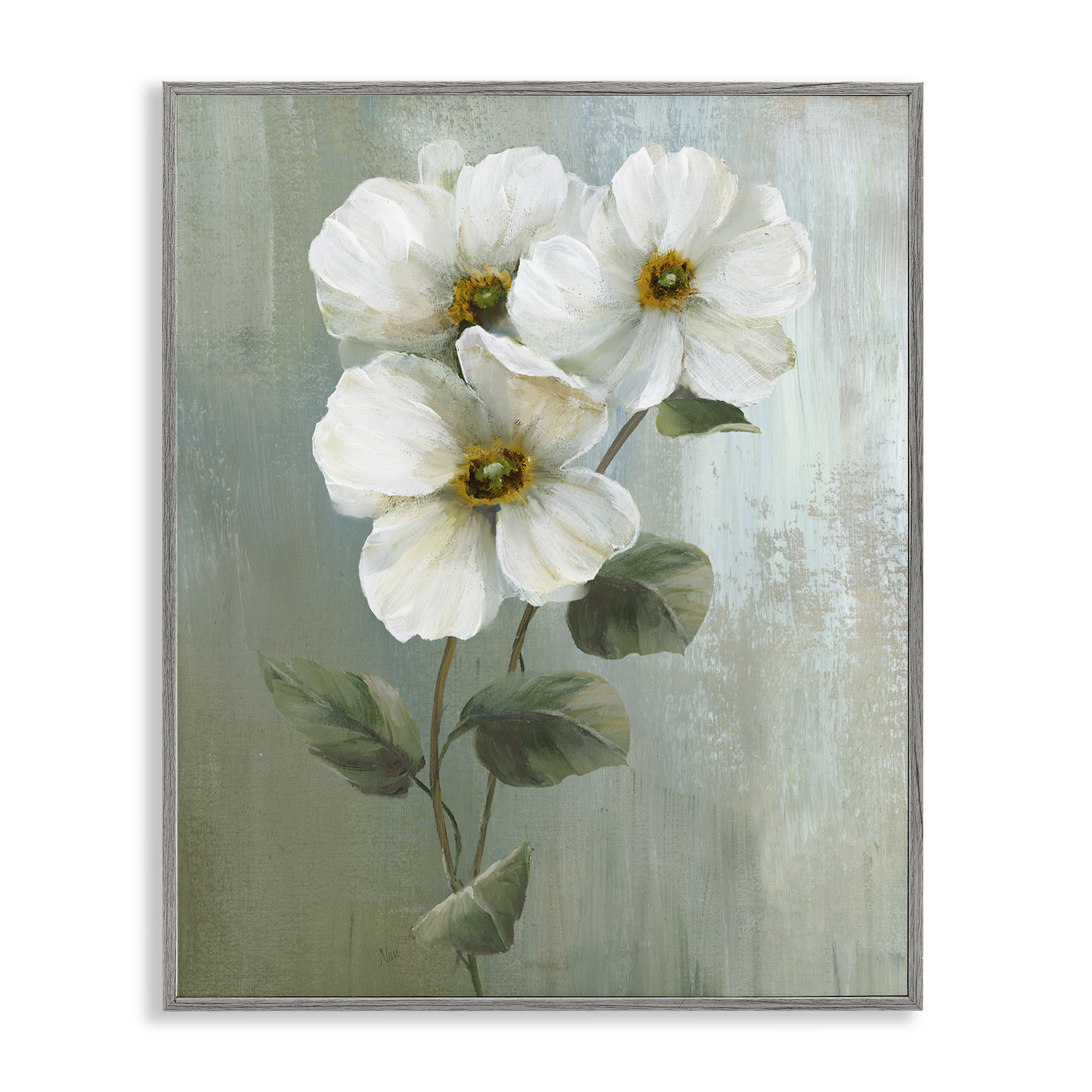 Stupell Industries Apple Blossom Sprigs Plants & Flowers Painting Gray Framed Art Print Wall Art, 11 x 14