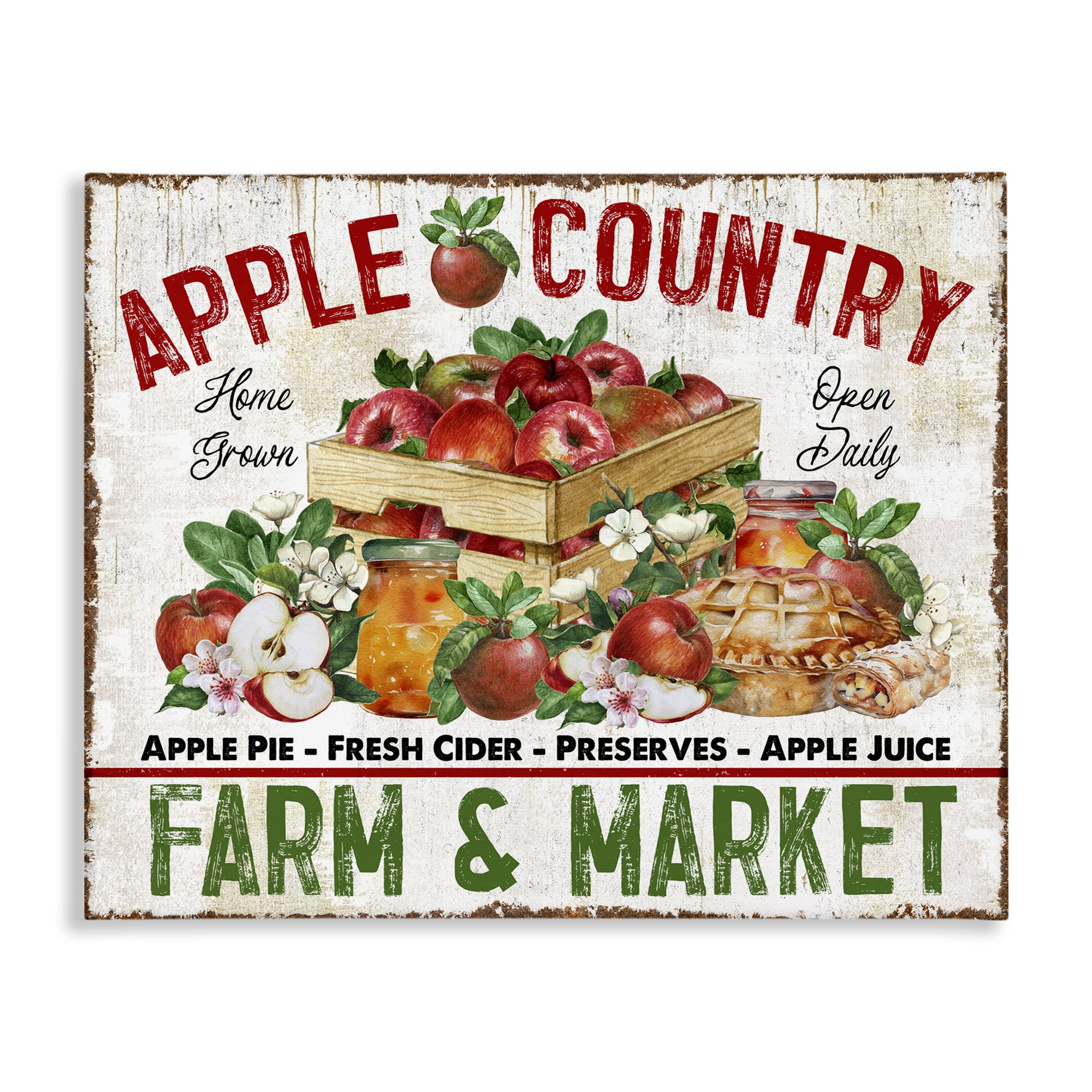 Stupell Industries Apple Country Market Holiday Painting Gallery Wrapped Canvas Art Prints Wall Art, 20 x 16