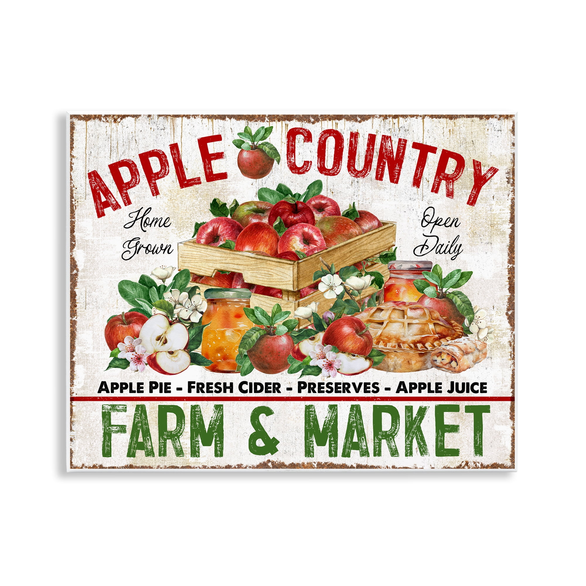 Stupell Industries Apple Country Market Holiday Painting Unframed Art Prints Wall Art, 14 x 11