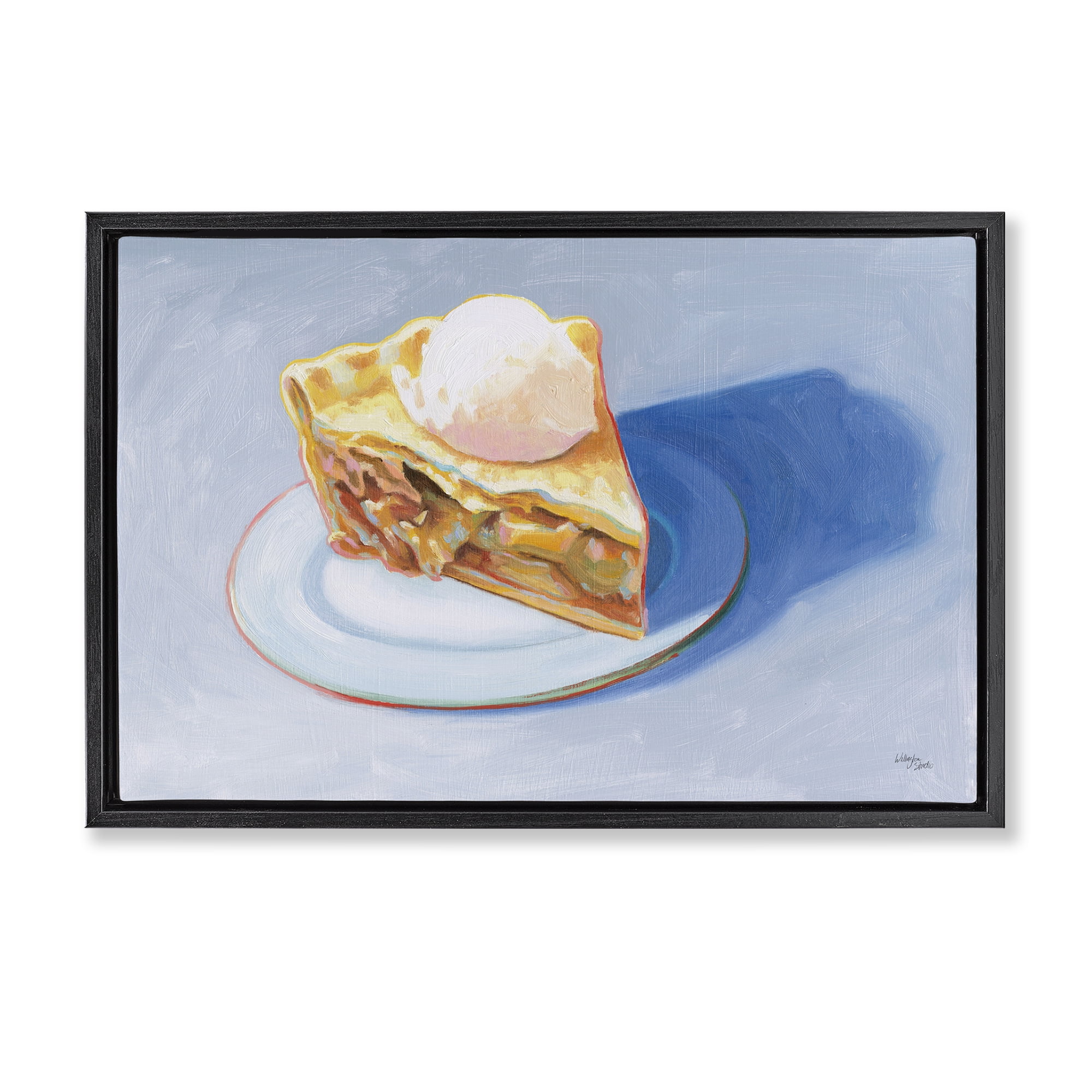 Stupell Industries Apple Pie Still Life Food & Beverage Painting Black Floater Framed Canvas Art Print Wall Art, 25 x 17
