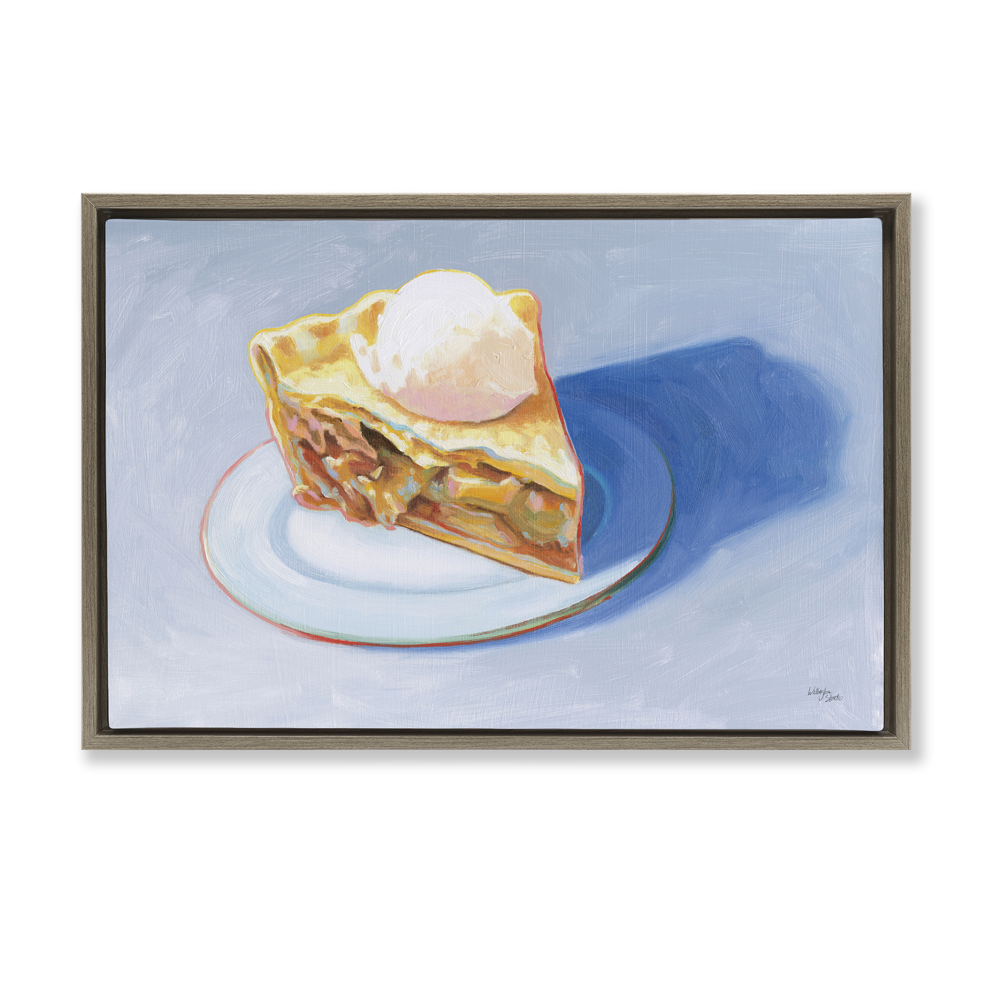 Stupell Industries Apple Pie Still Life Food & Beverage Painting Brown Floater Framed Canvas Art Print Wall Art, 25 x 17