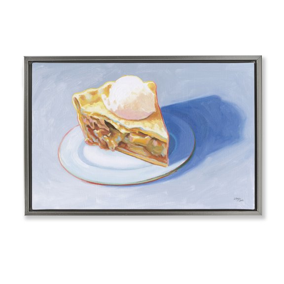 Stupell Industries Apple Pie Still Life Food & Beverage Painting Gray Floater Framed Canvas Art Print Wall Art, 25 x 17