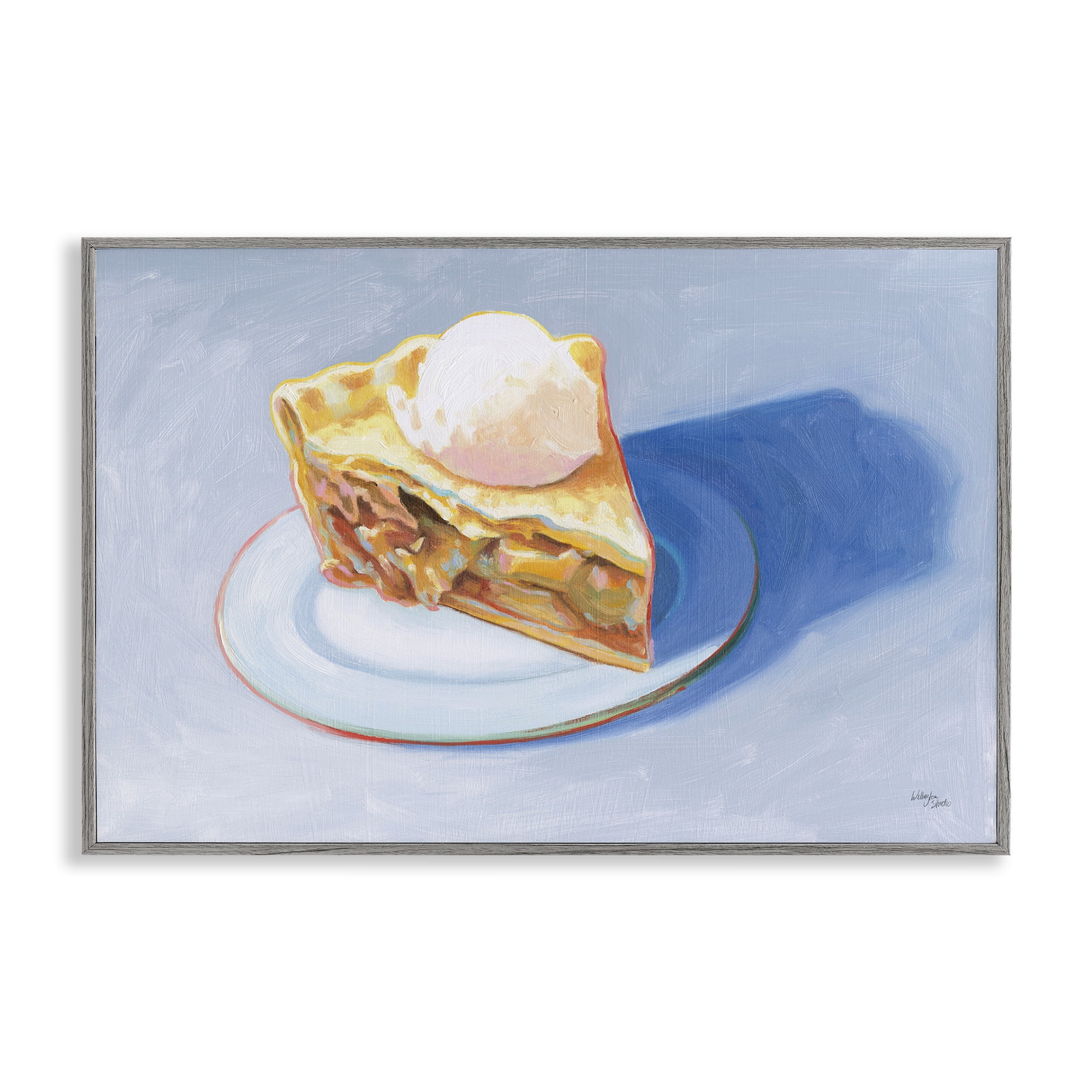 Stupell Industries Apple Pie Still Life Food & Beverage Painting Gray Framed Art Print Wall Art, 24 x 16