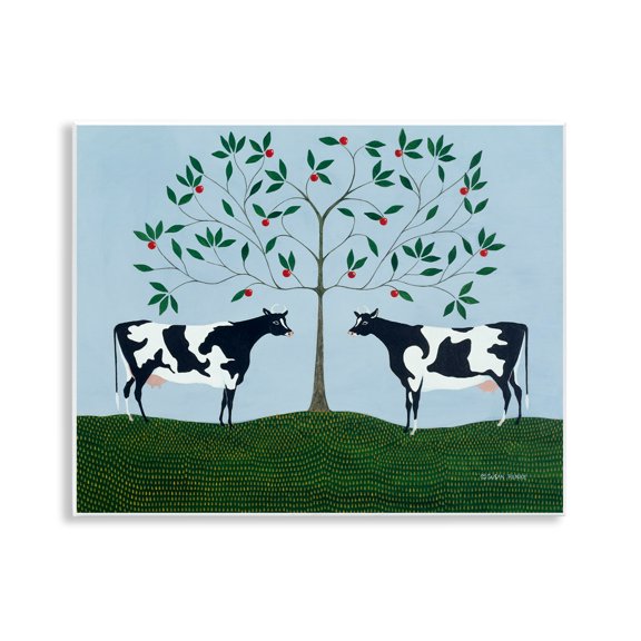 Stupell Industries Apple Tree Cows Symmetry Wall Plaque Art design by Susan Henke, 11 x 14