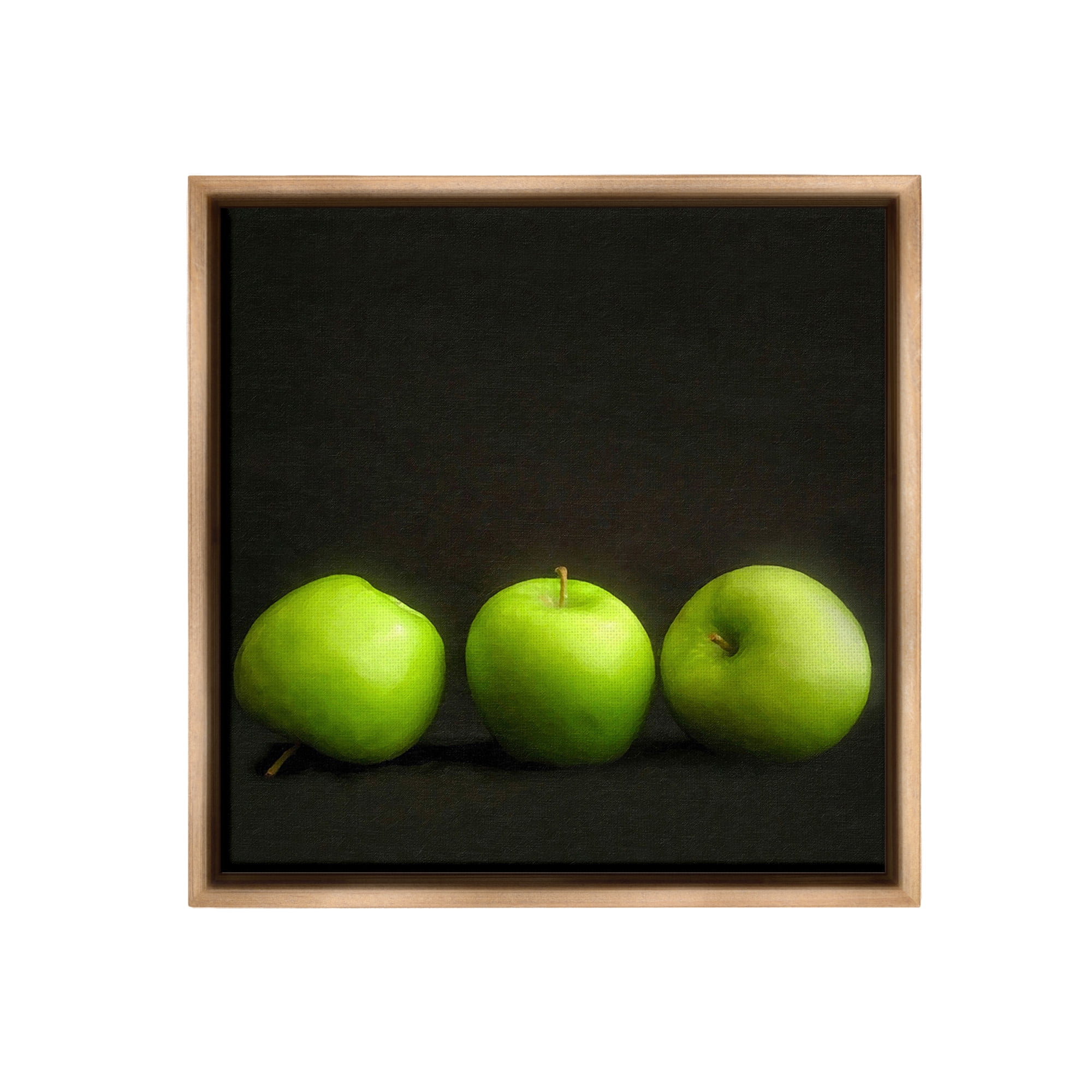 Stupell Industries Apple Trio Still Life Food & Beverage Painting Brown Floater Framed Canvas Art Print Wall Art, 18 x 18