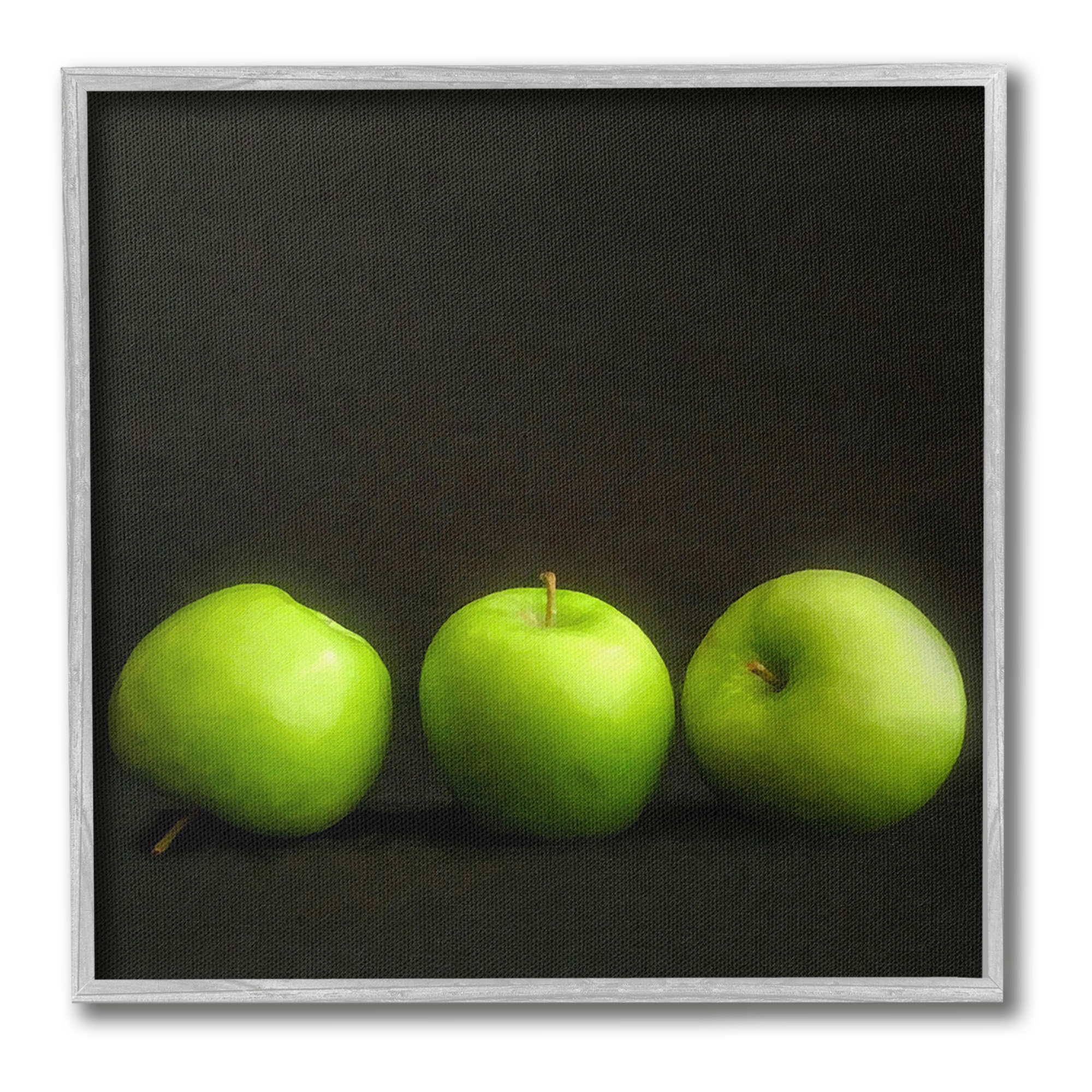 Stupell Industries Apple Trio Still Life Food & Beverage Painting Gray Framed Art Print Wall Art, 17 x 17