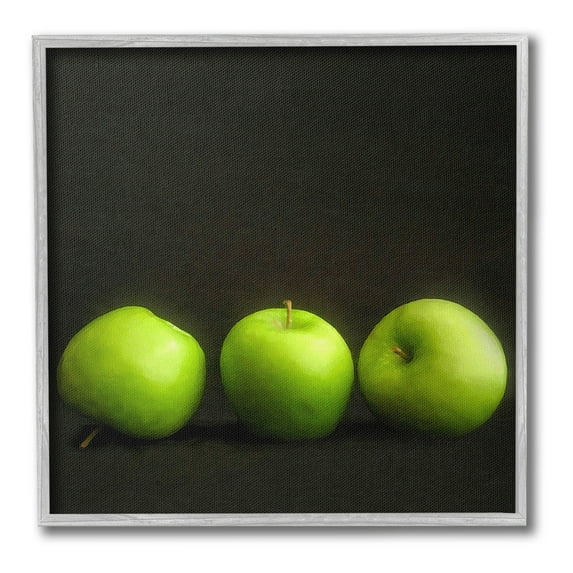 Stupell Industries Apple Trio Still Life Food & Beverage Painting Gray Framed Art Print Wall Art, 24 x 24