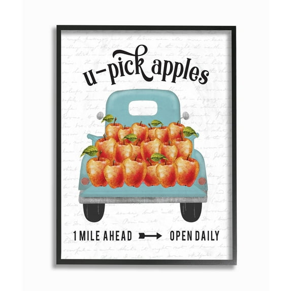 Stupell Industries Apple Truck Autumn Fall Seasonal Design Framed Wall Art by Lettered and Lined