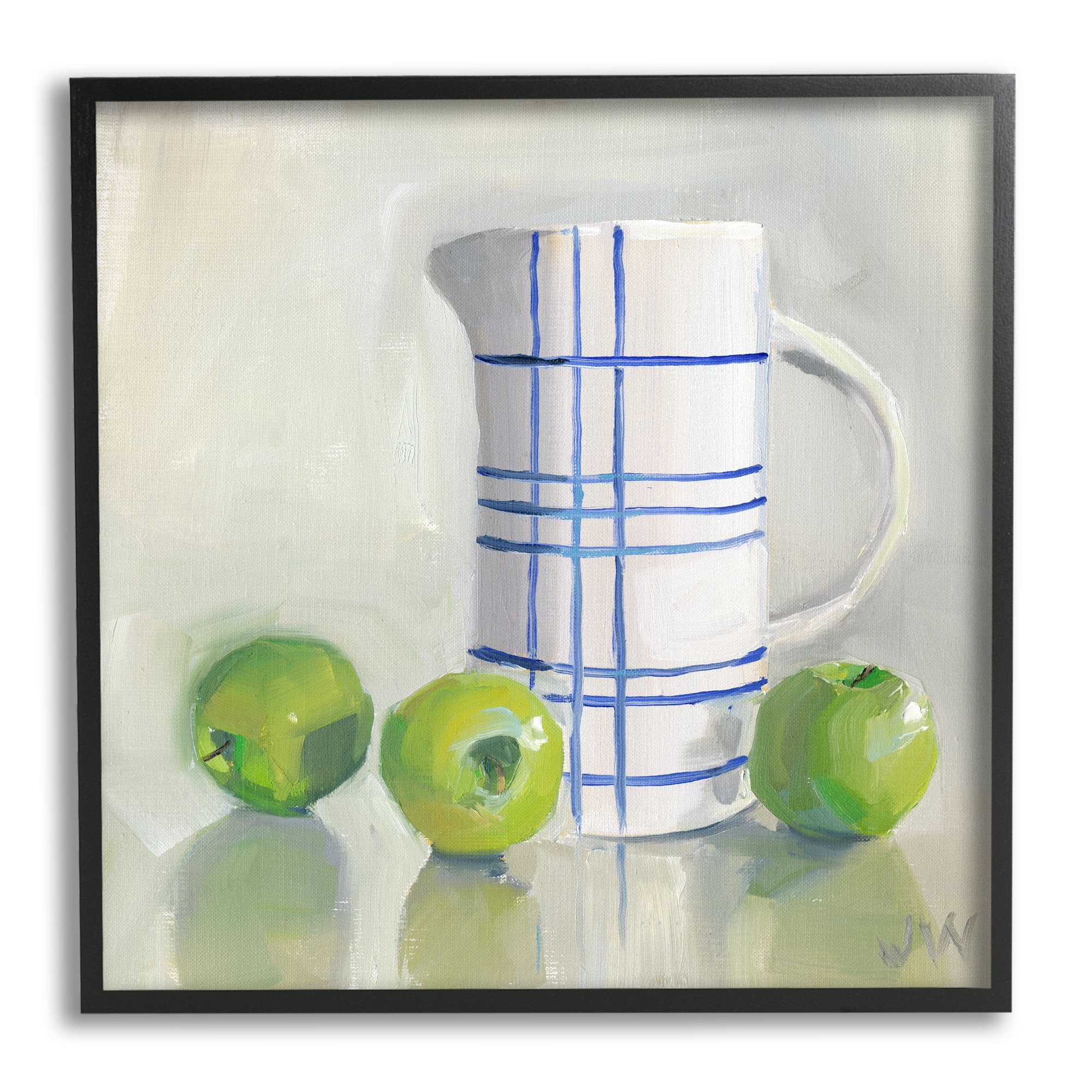 Stupell Industries Apples & Pitcher Still Life Food & Beverage Painting Black Framed Art Print Wall Art, 17 x 17