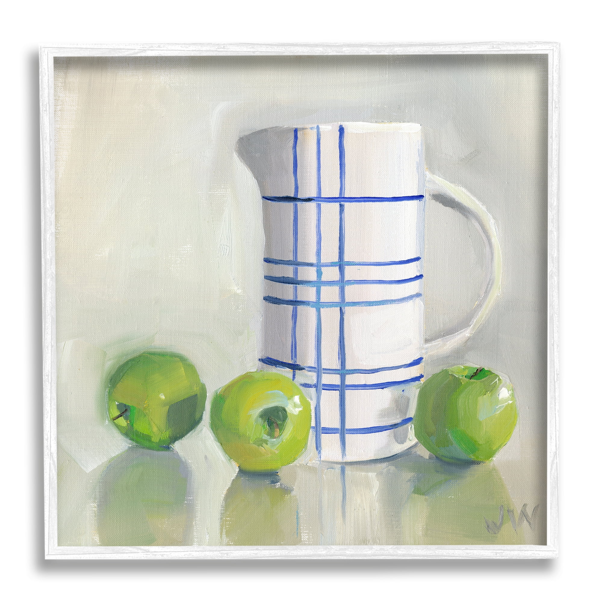 Stupell Industries Apples & Pitcher Still Life Food & Beverage Painting White Framed Art Print Wall Art, 24 x 24